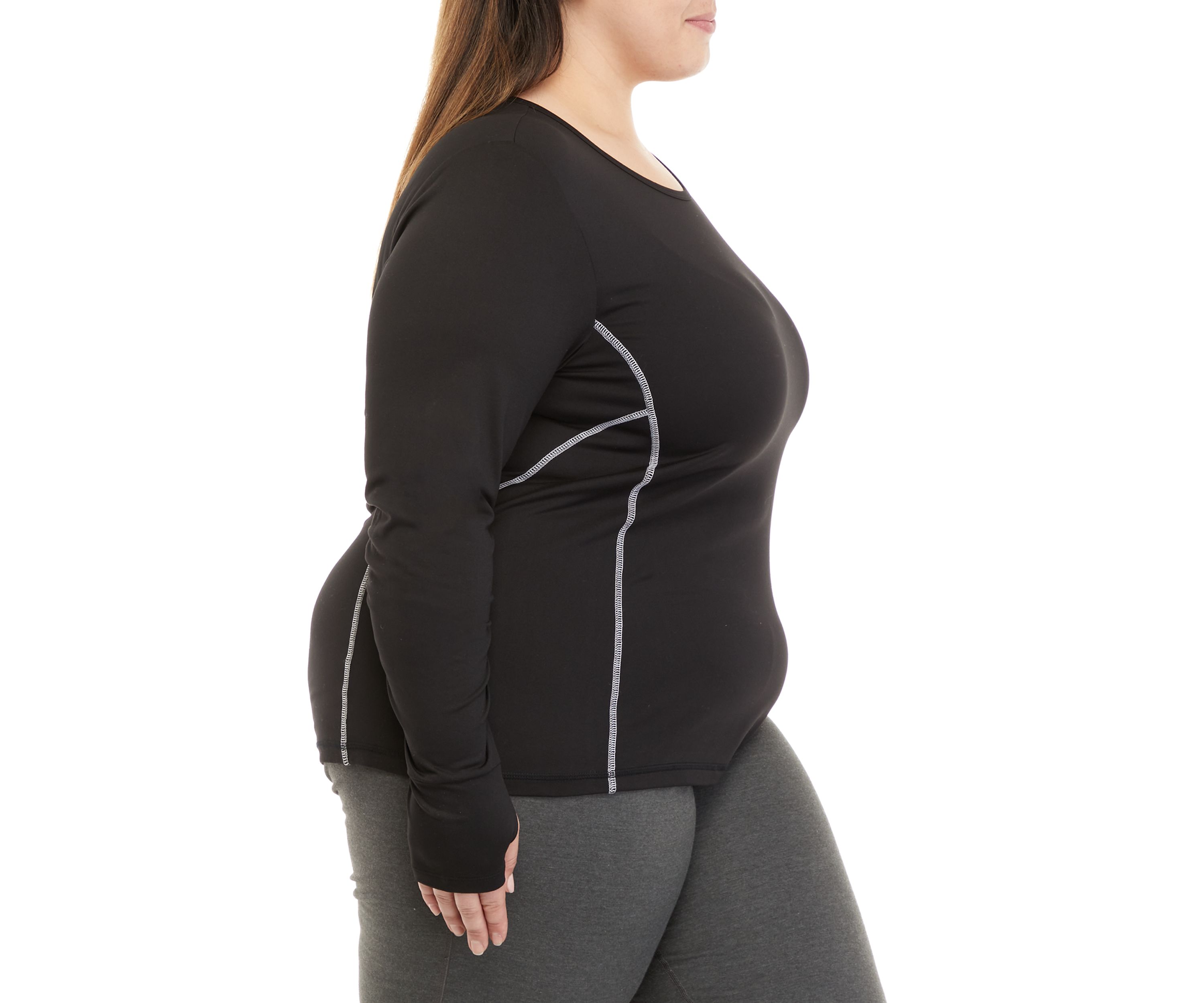 Plus Size Long Sleeve Fitted Workout T-Shirt