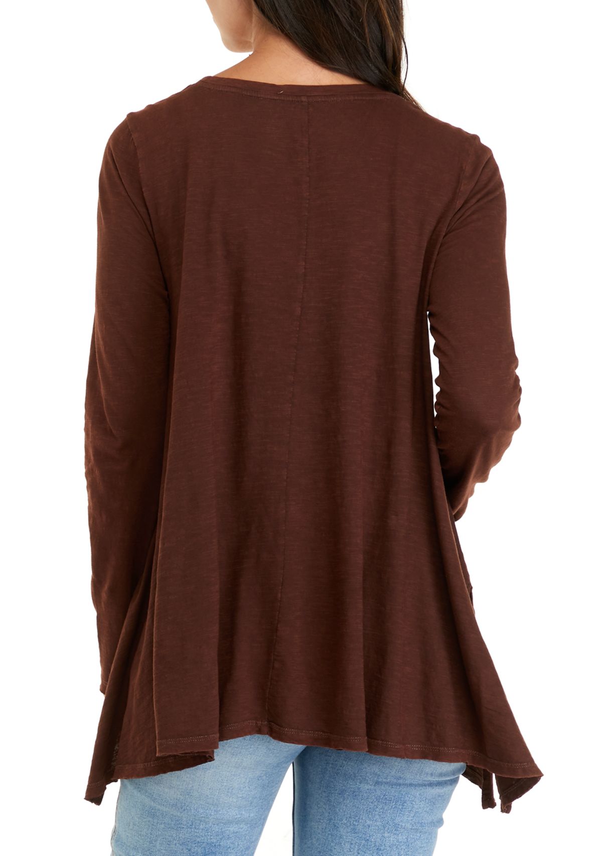 Womens Long Sleeve Drapey Side Slit Top