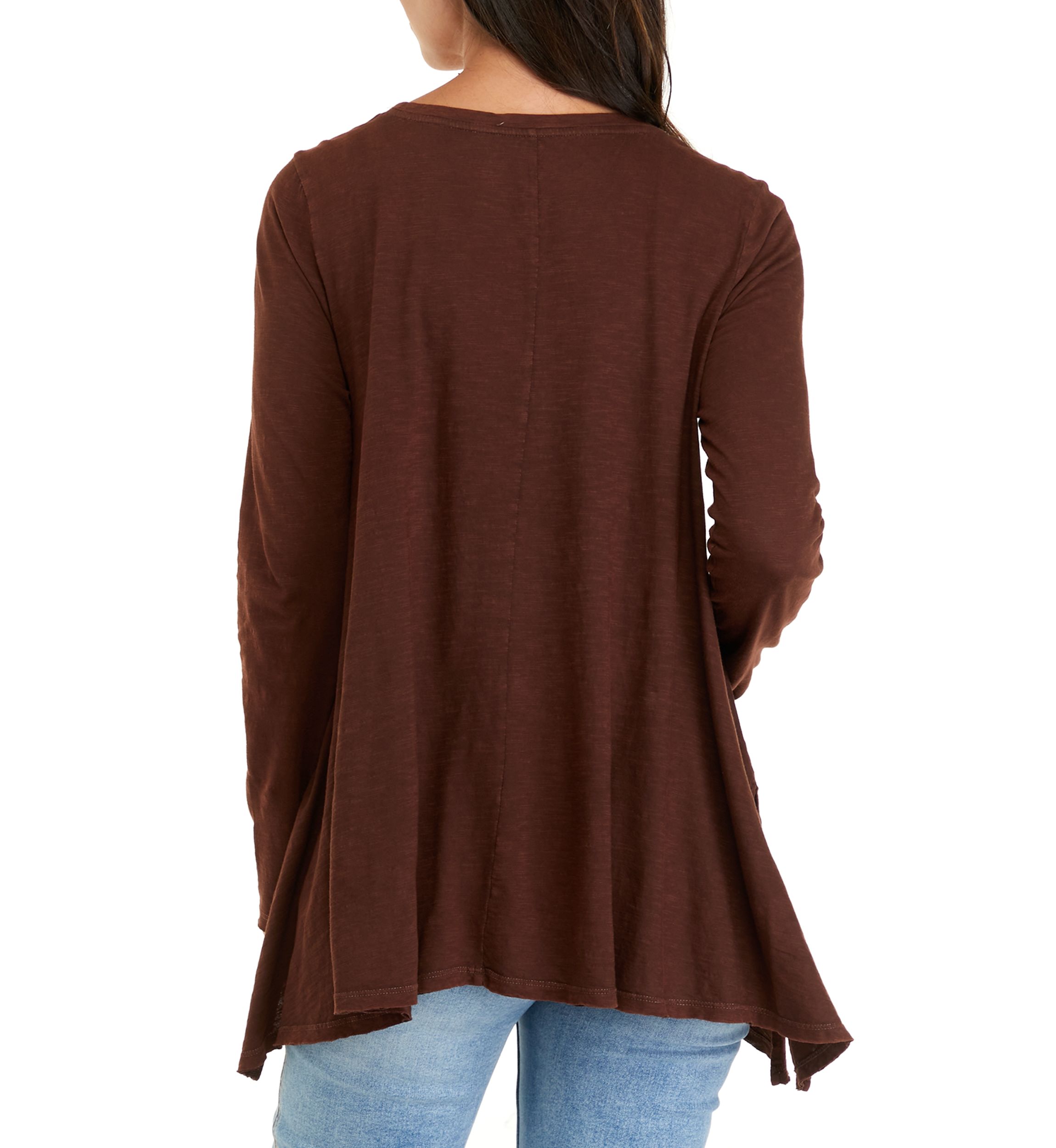 Womens Long Sleeve Drapey Side Slit Top