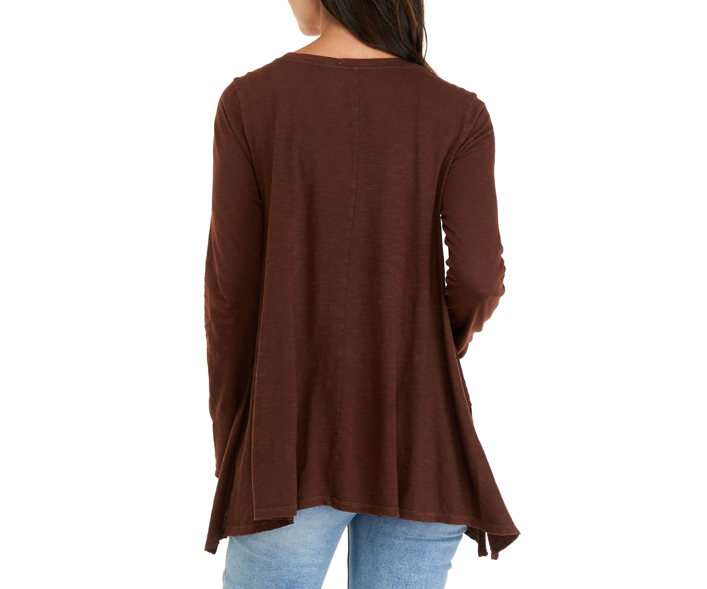 Womens Long Sleeve Drapey Side Slit Top