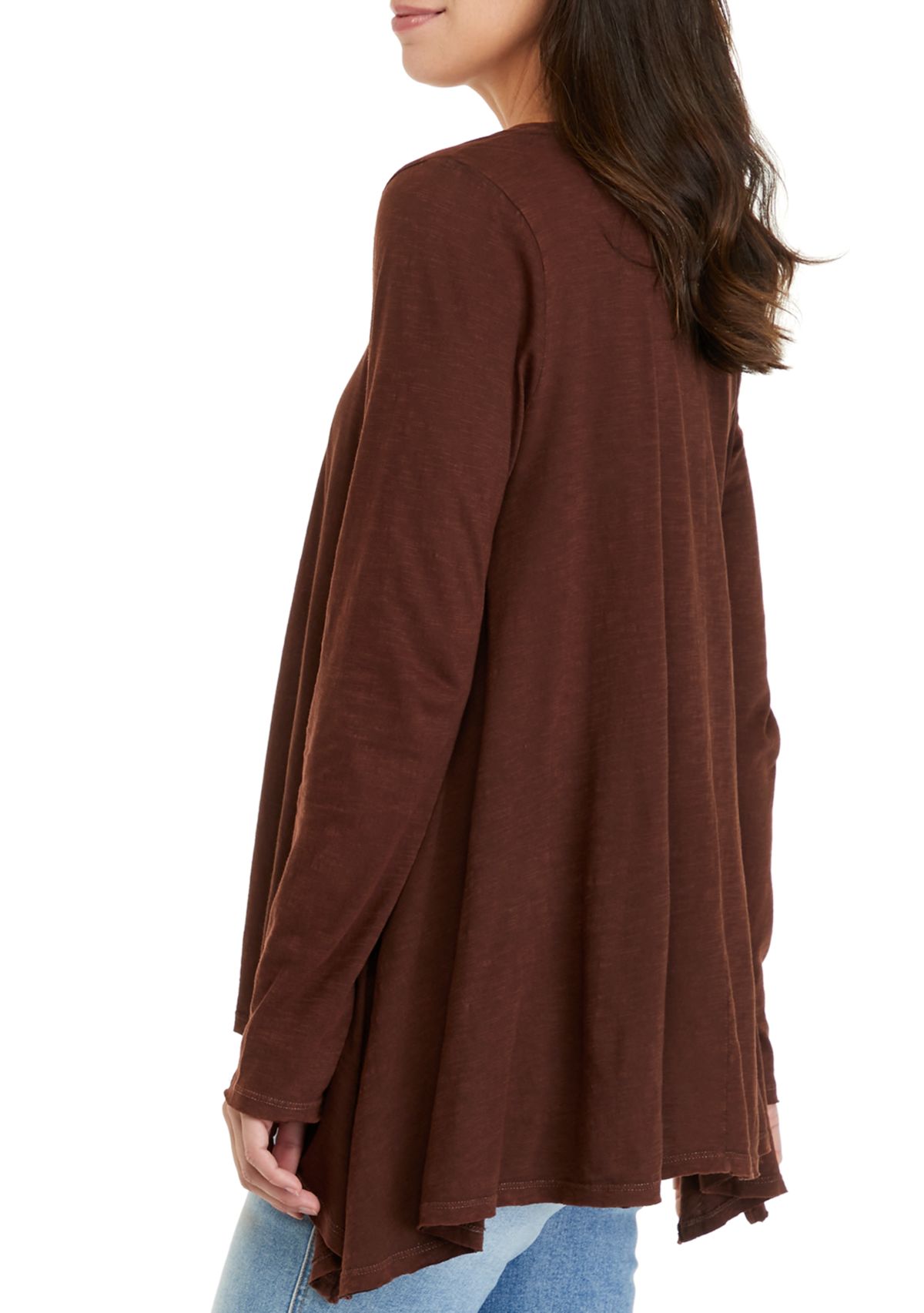 Womens Long Sleeve Drapey Side Slit Top