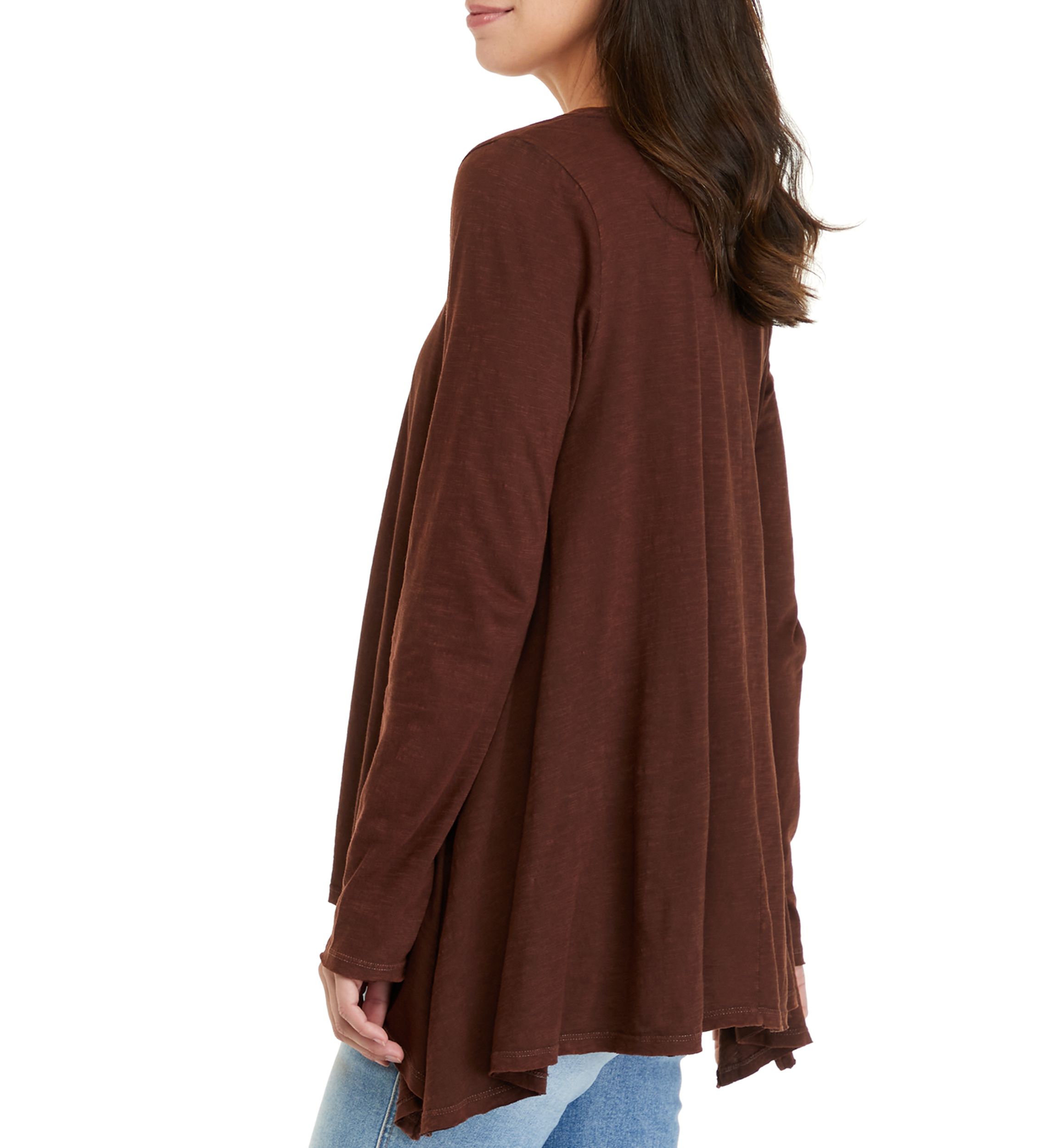 Womens Long Sleeve Drapey Side Slit Top