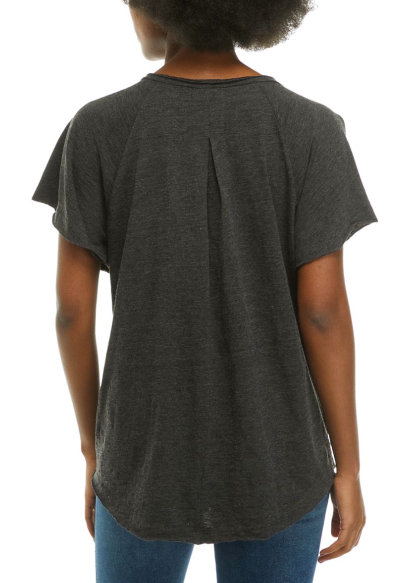 Womens Pintuck Flounce T-Shirt