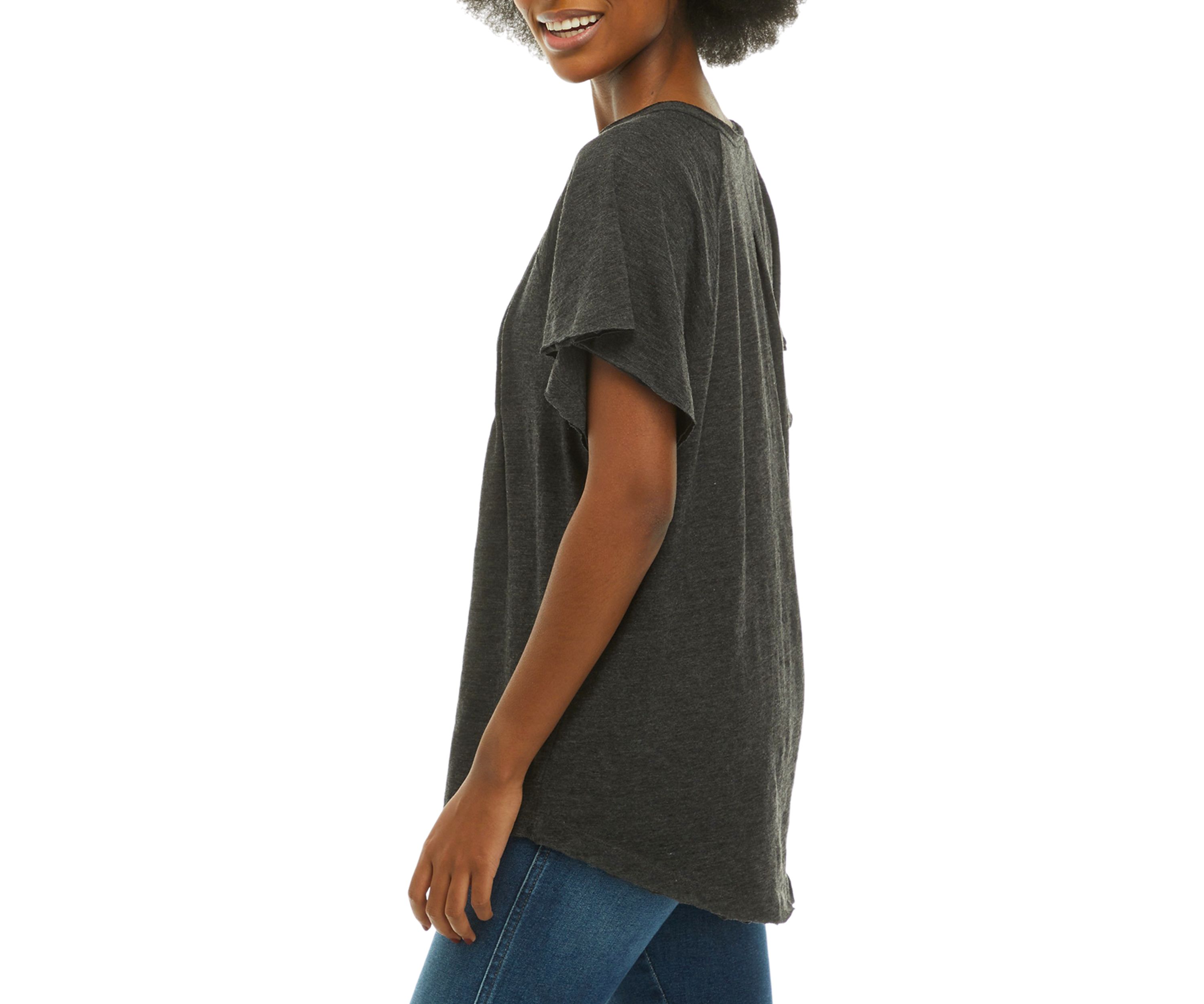 Womens Pintuck Flounce T-Shirt