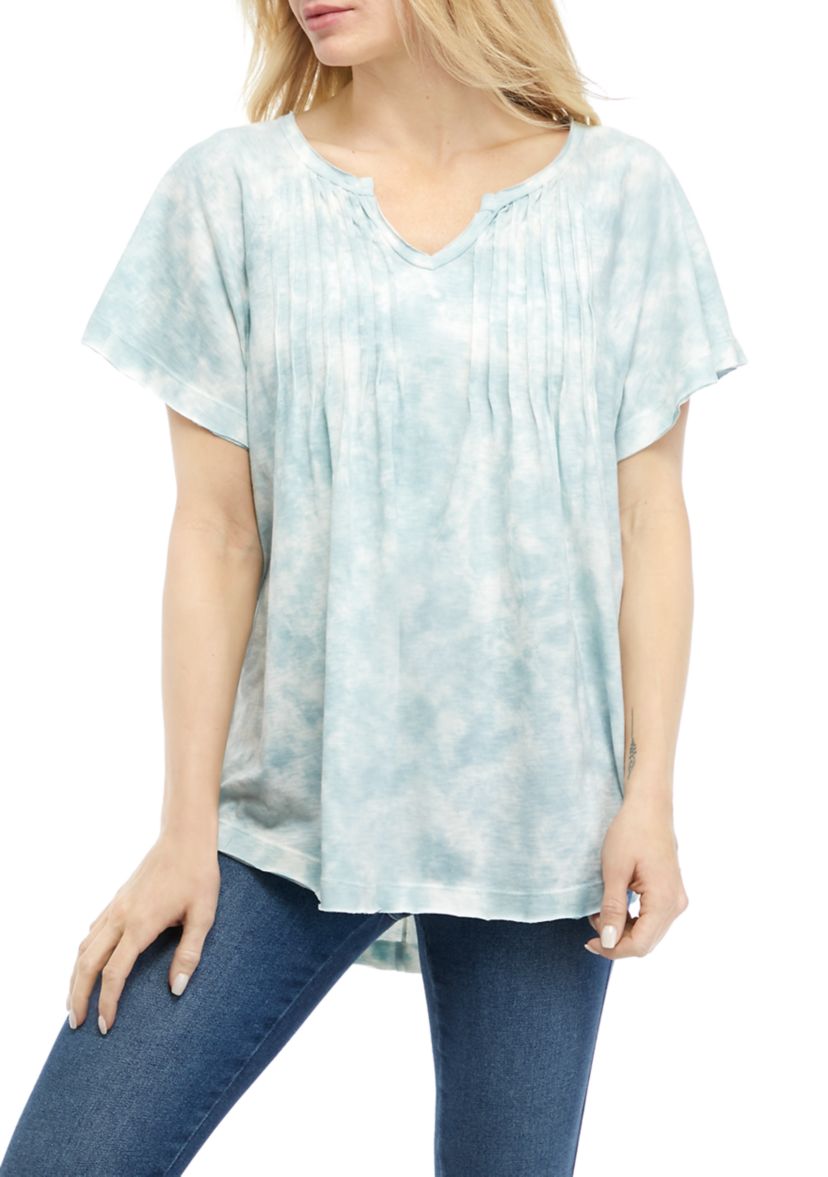 Womens Pintuck Flounce T-Shirt