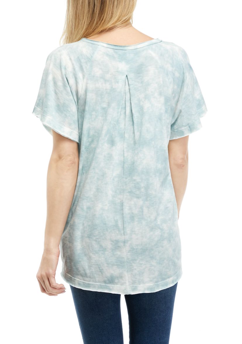 Womens Pintuck Flounce T-Shirt