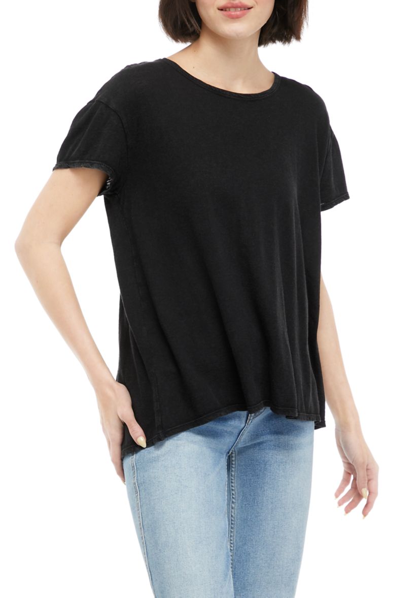 Womens Short Sleeve Pleat Back T-Shirt