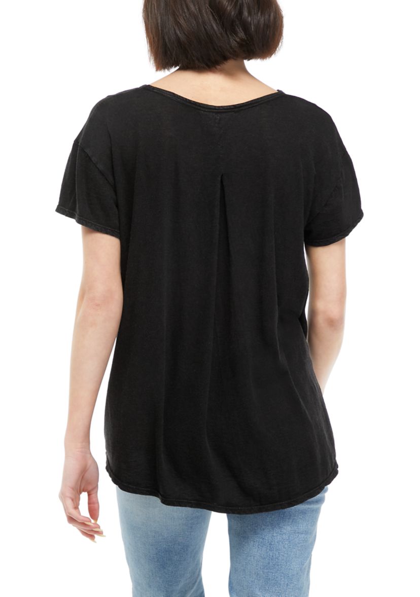 Womens Short Sleeve Pleat Back T-Shirt