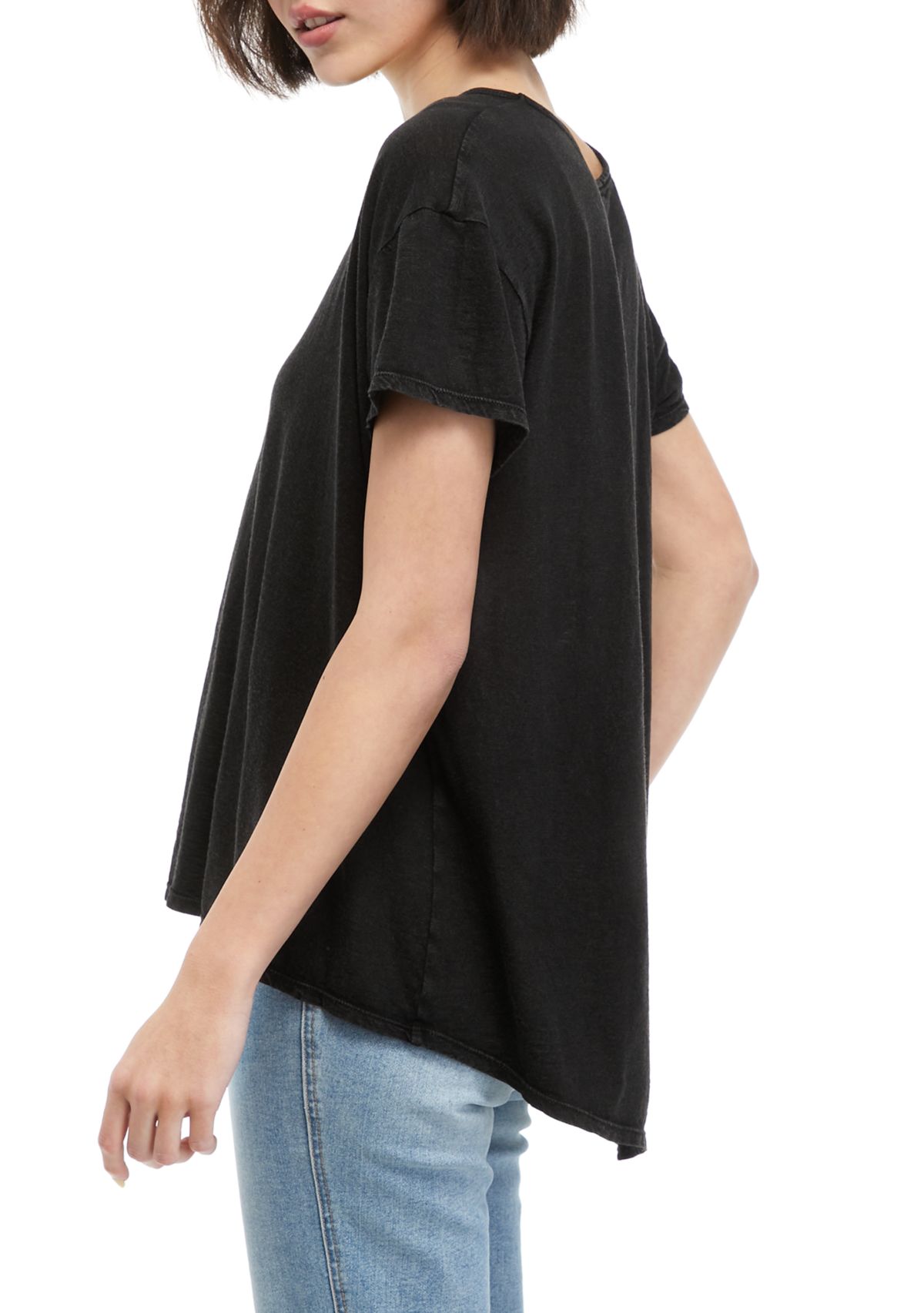 Womens Short Sleeve Pleat Back T-Shirt