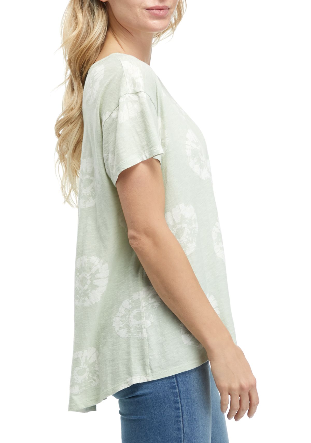 Womens Printed Short Sleeve Pleated Back T-Shirt