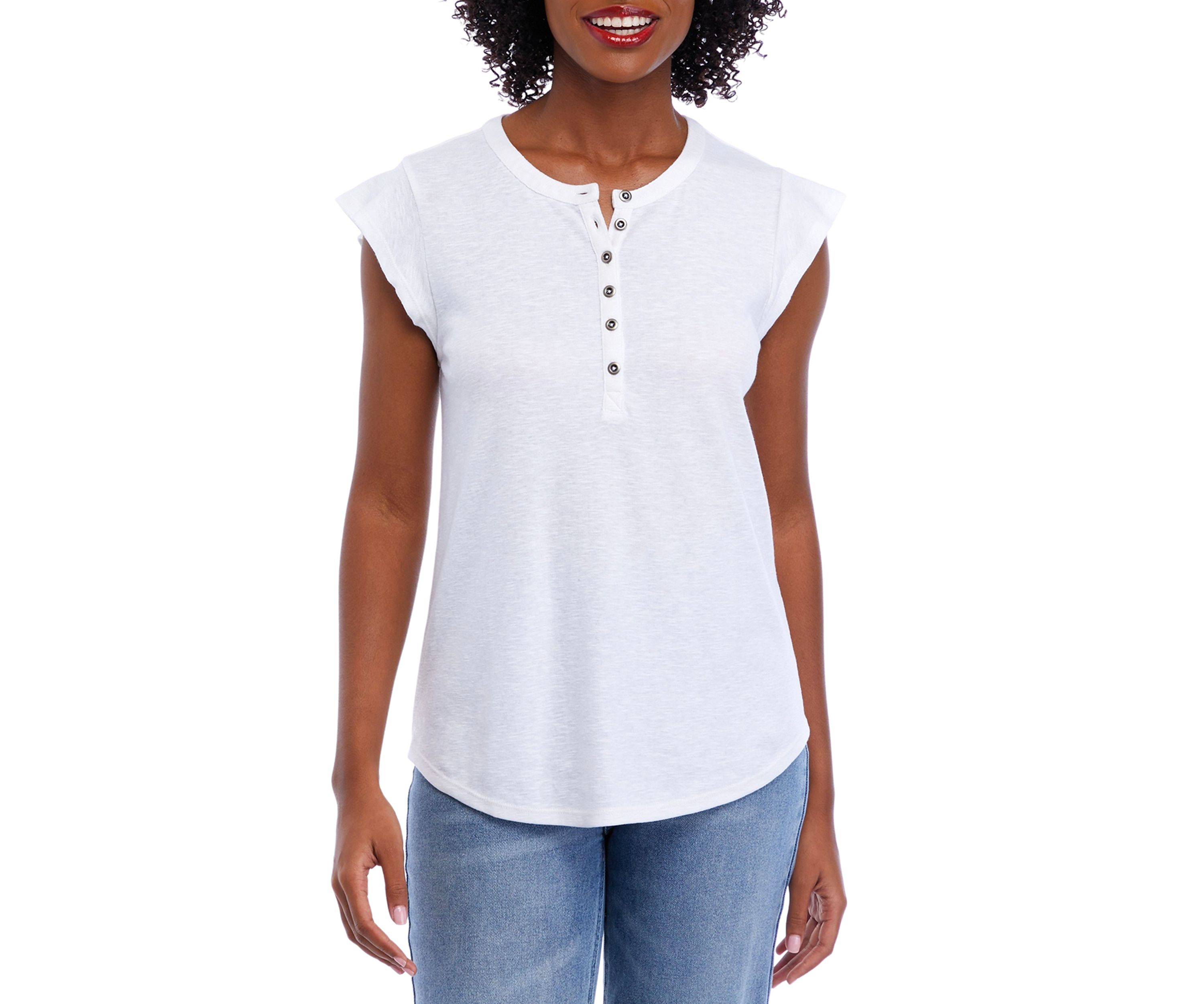 Womens Short Flutter Sleeve Top