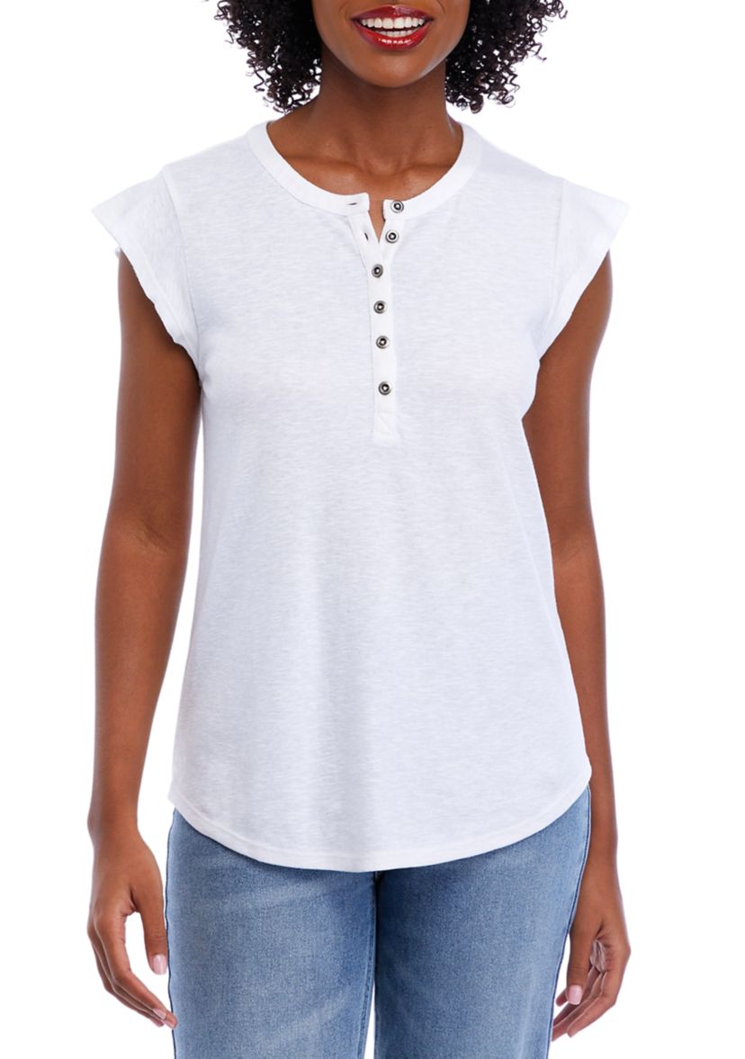 Womens Short Flutter Sleeve Top