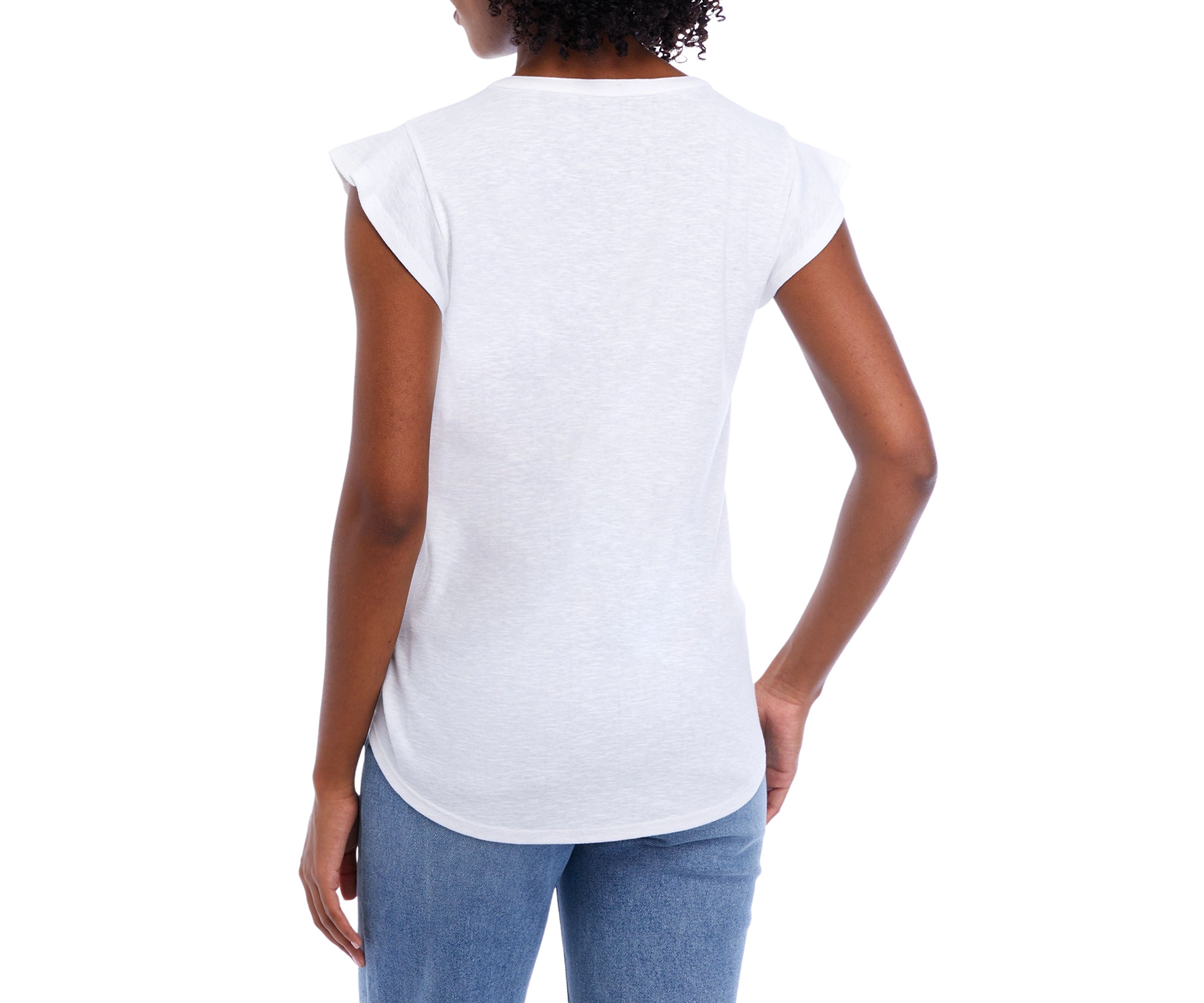 Womens Short Flutter Sleeve Top