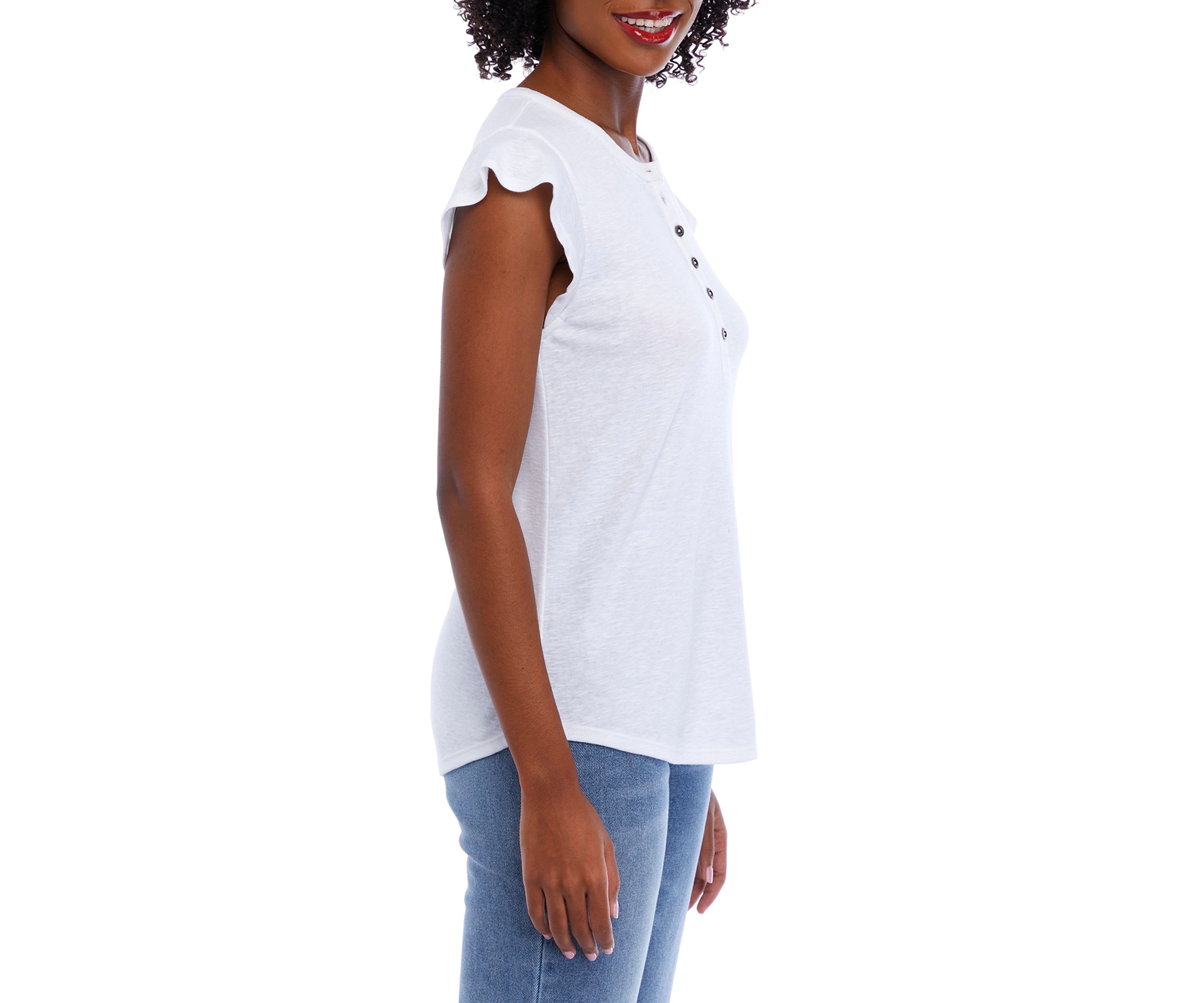 Womens Short Flutter Sleeve Top