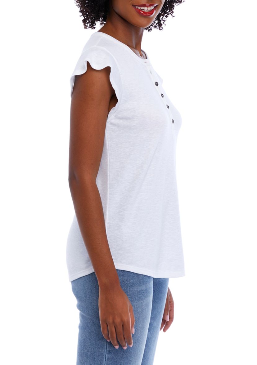 Womens Short Flutter Sleeve Top