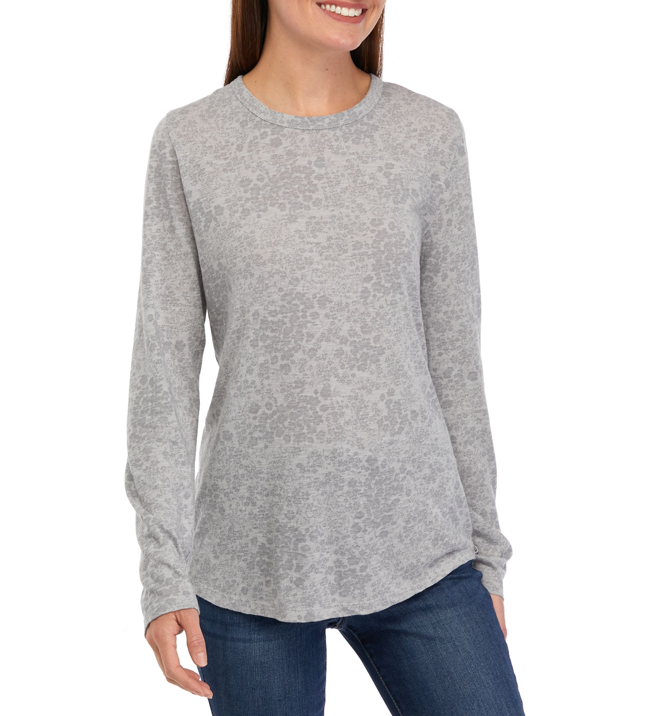 Womens Long Sleeve Crew Neck Printed T-Shirt