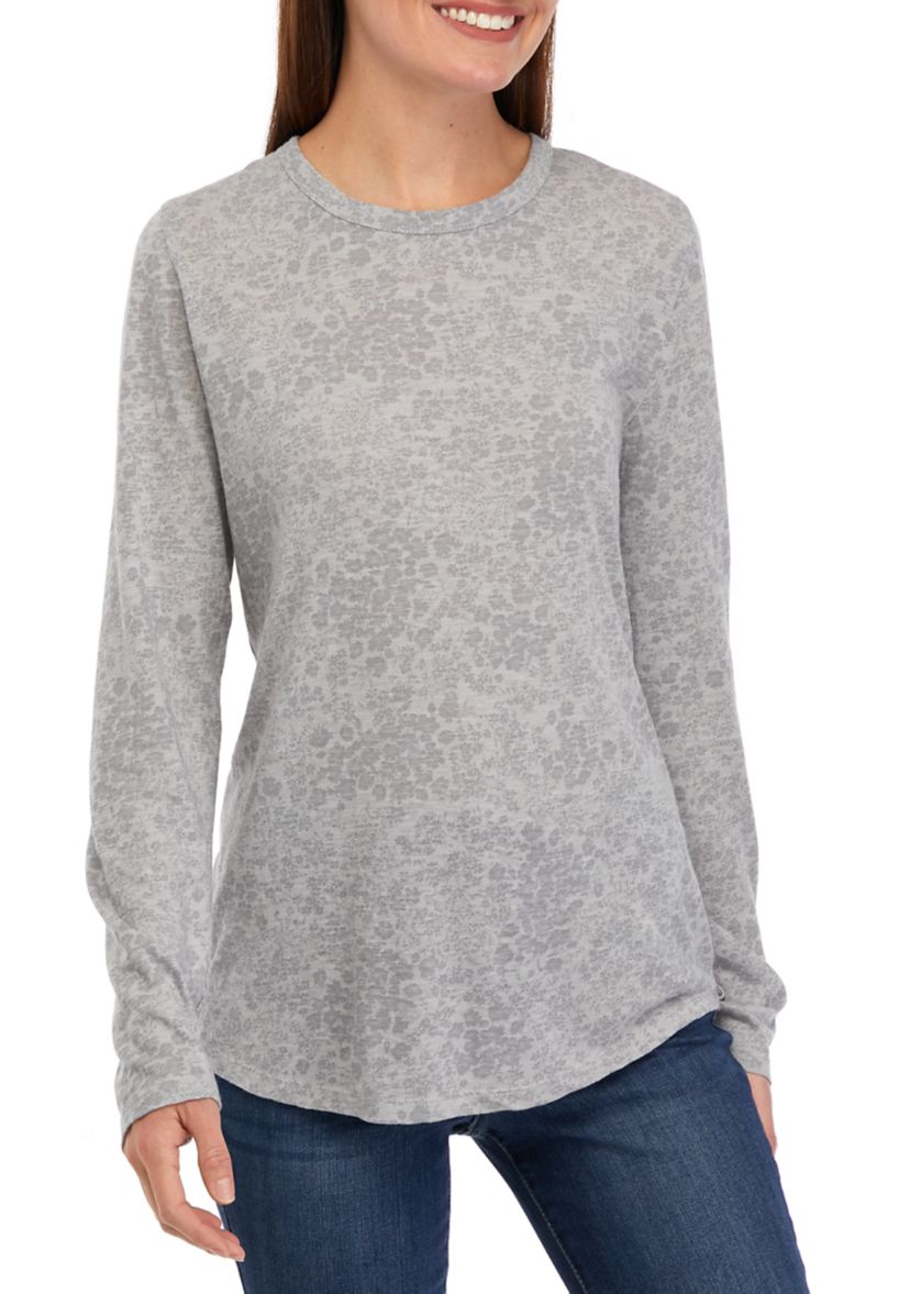 Womens Long Sleeve Crew Neck Printed T-Shirt