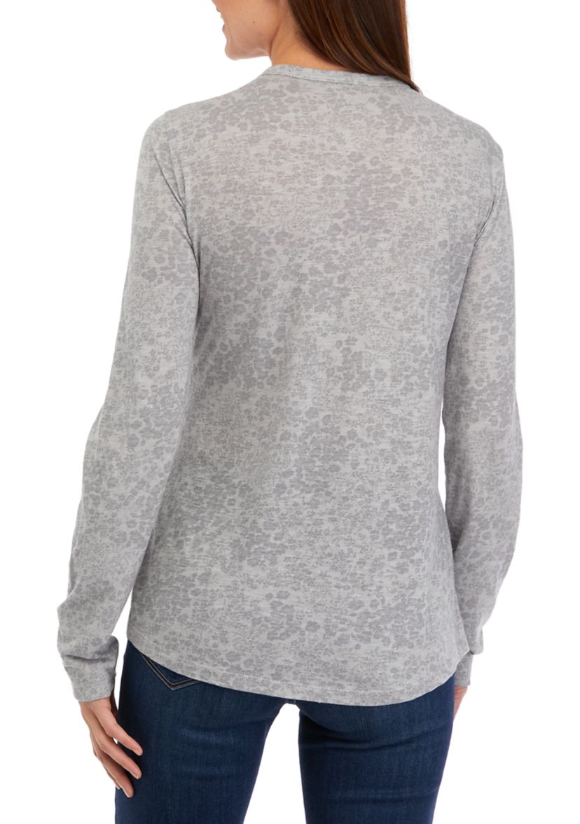 Womens Long Sleeve Crew Neck Printed T-Shirt
