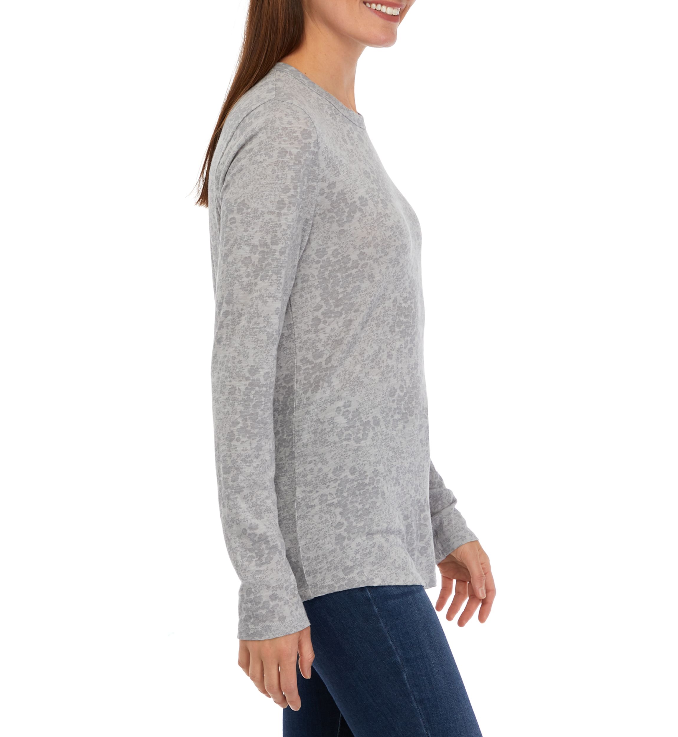 Womens Long Sleeve Crew Neck Printed T-Shirt