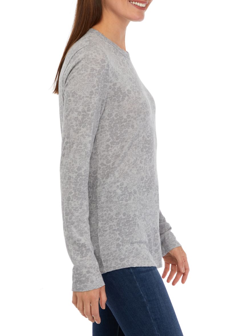 Womens Long Sleeve Crew Neck Printed T-Shirt