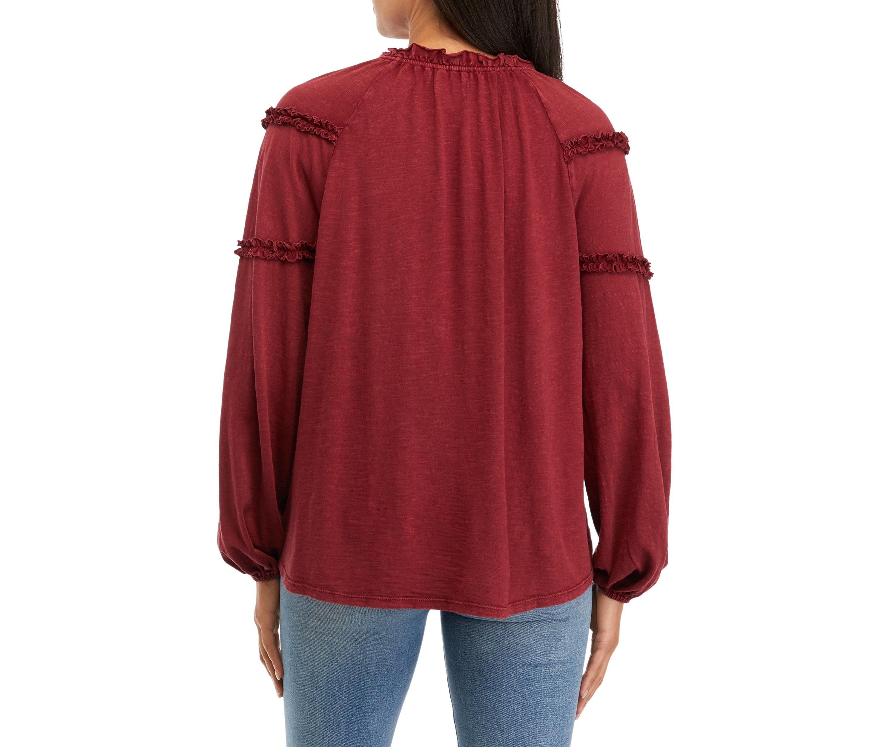 Womens Ruffle Peasant Top