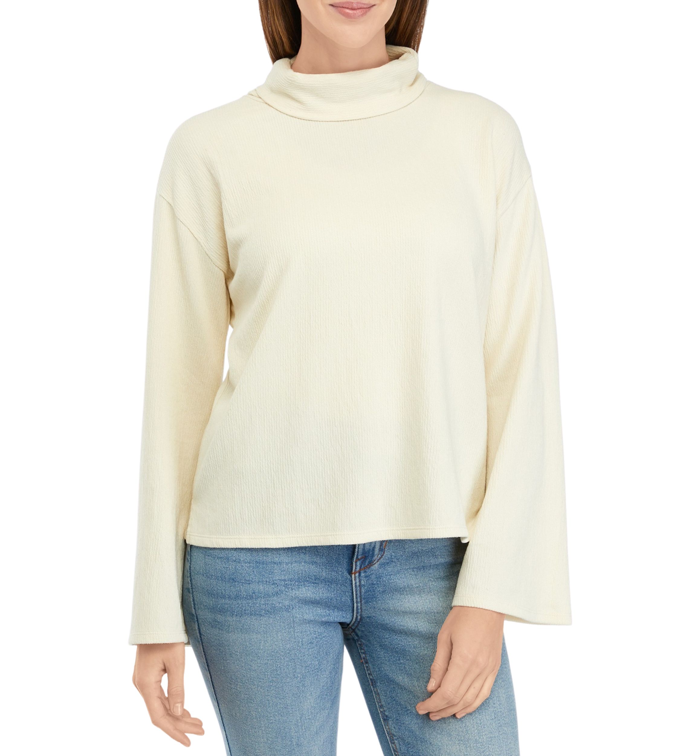 Womens Bell Sleeve Turtleneck Sweater 