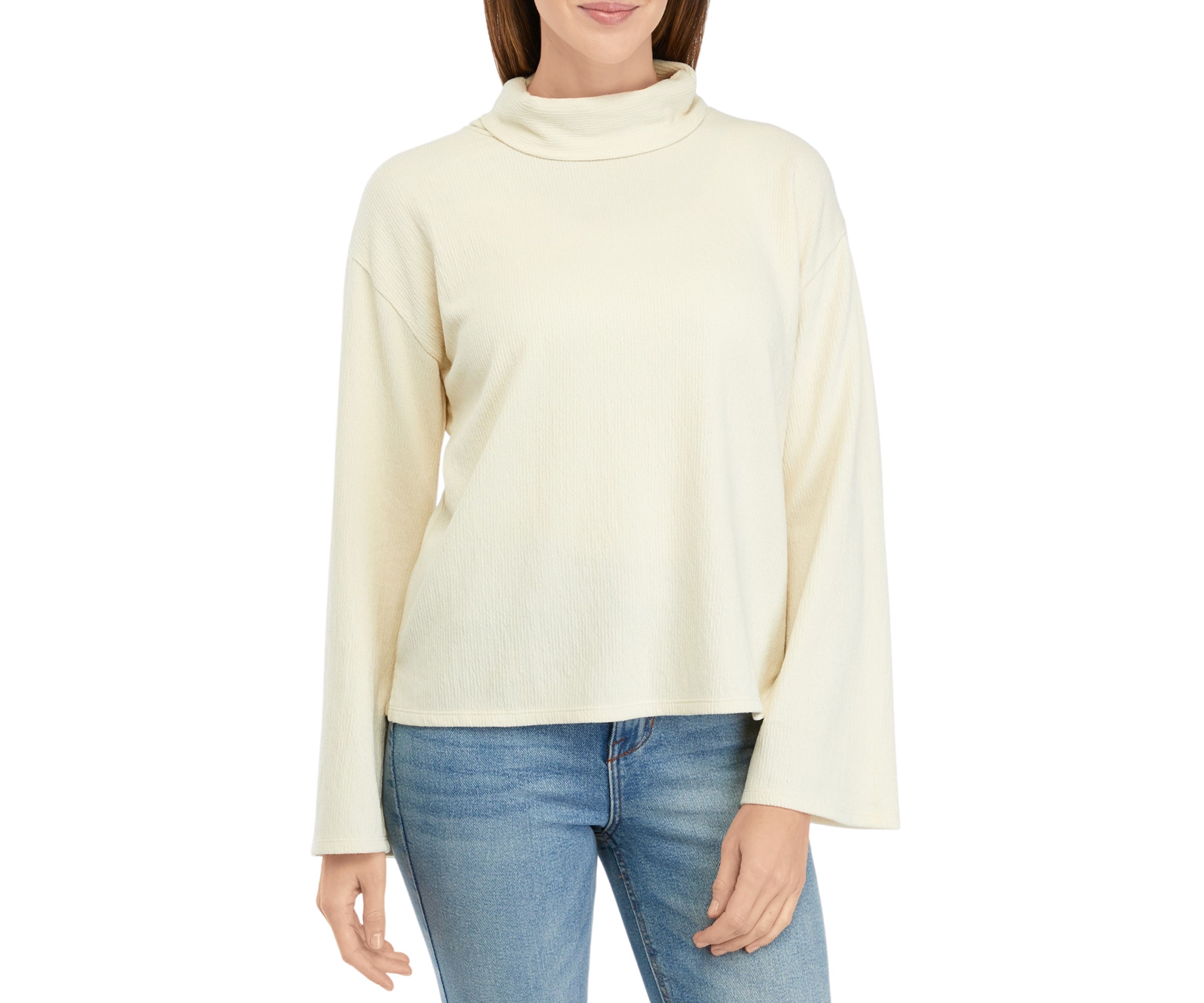 Womens Bell Sleeve Turtleneck Sweater 