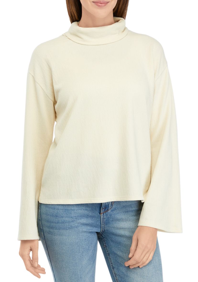 Womens Bell Sleeve Turtleneck Sweater 