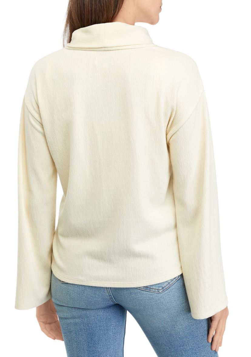 Womens Bell Sleeve Turtleneck Sweater 