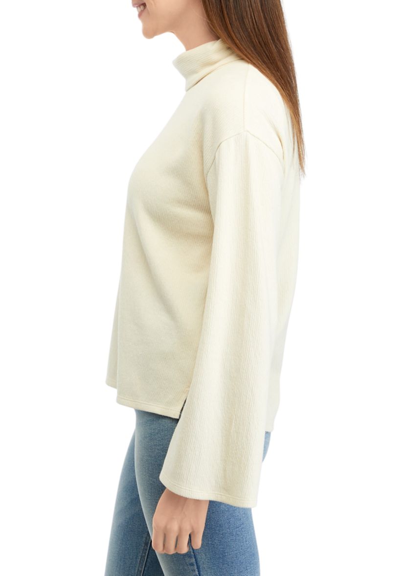 Womens Bell Sleeve Turtleneck Sweater 