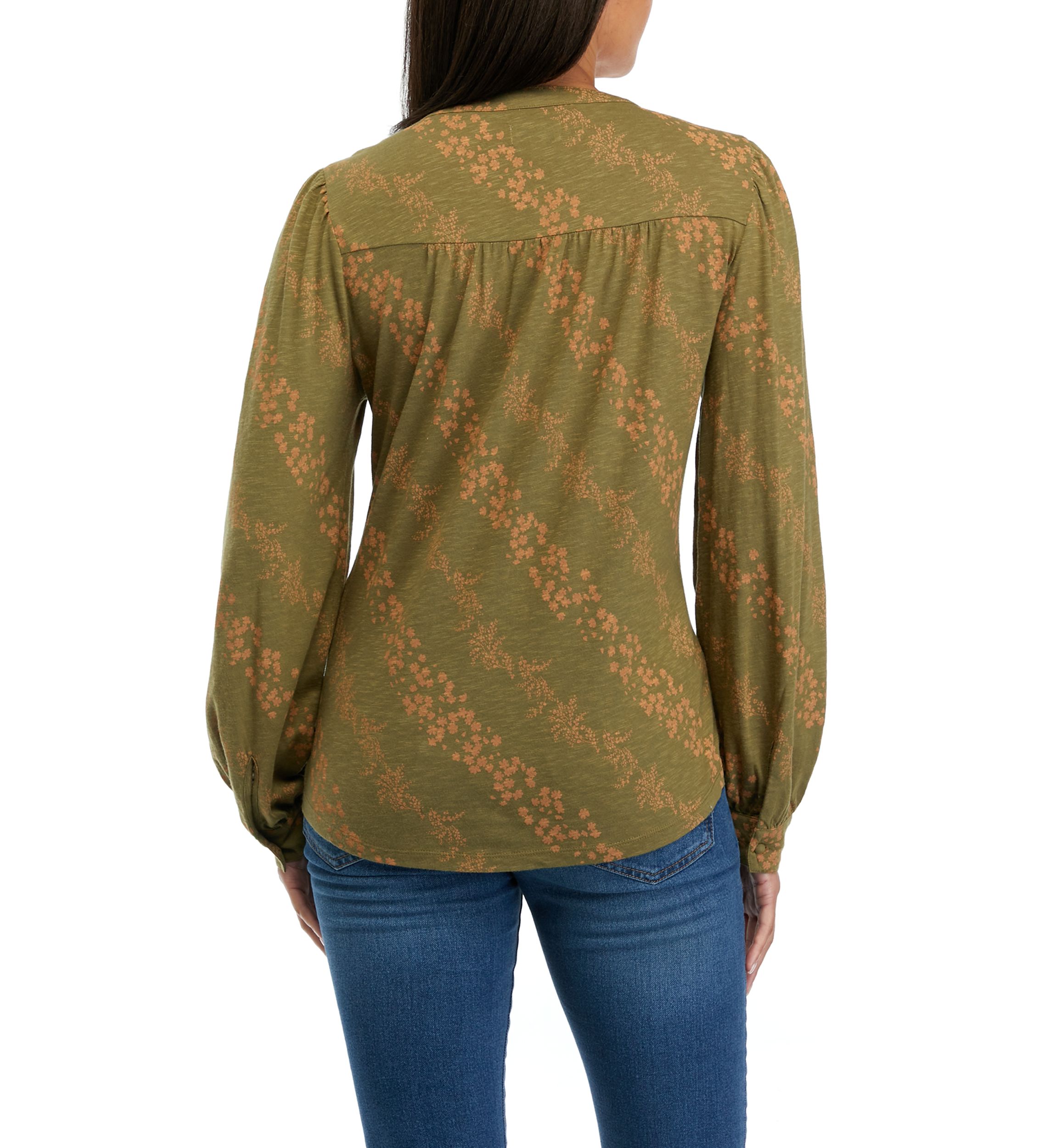 Womens Smocked Printed Top