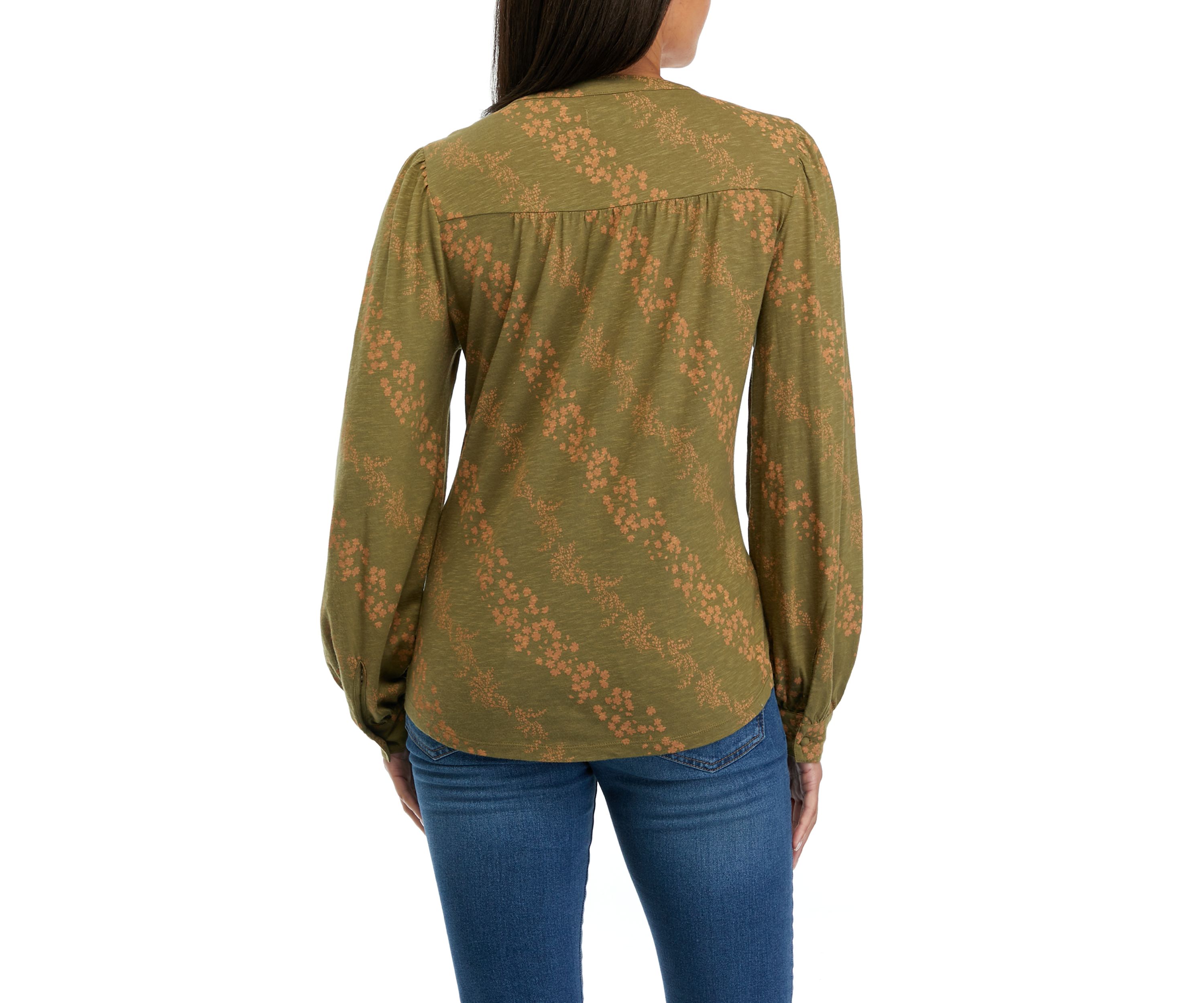 Womens Smocked Printed Top