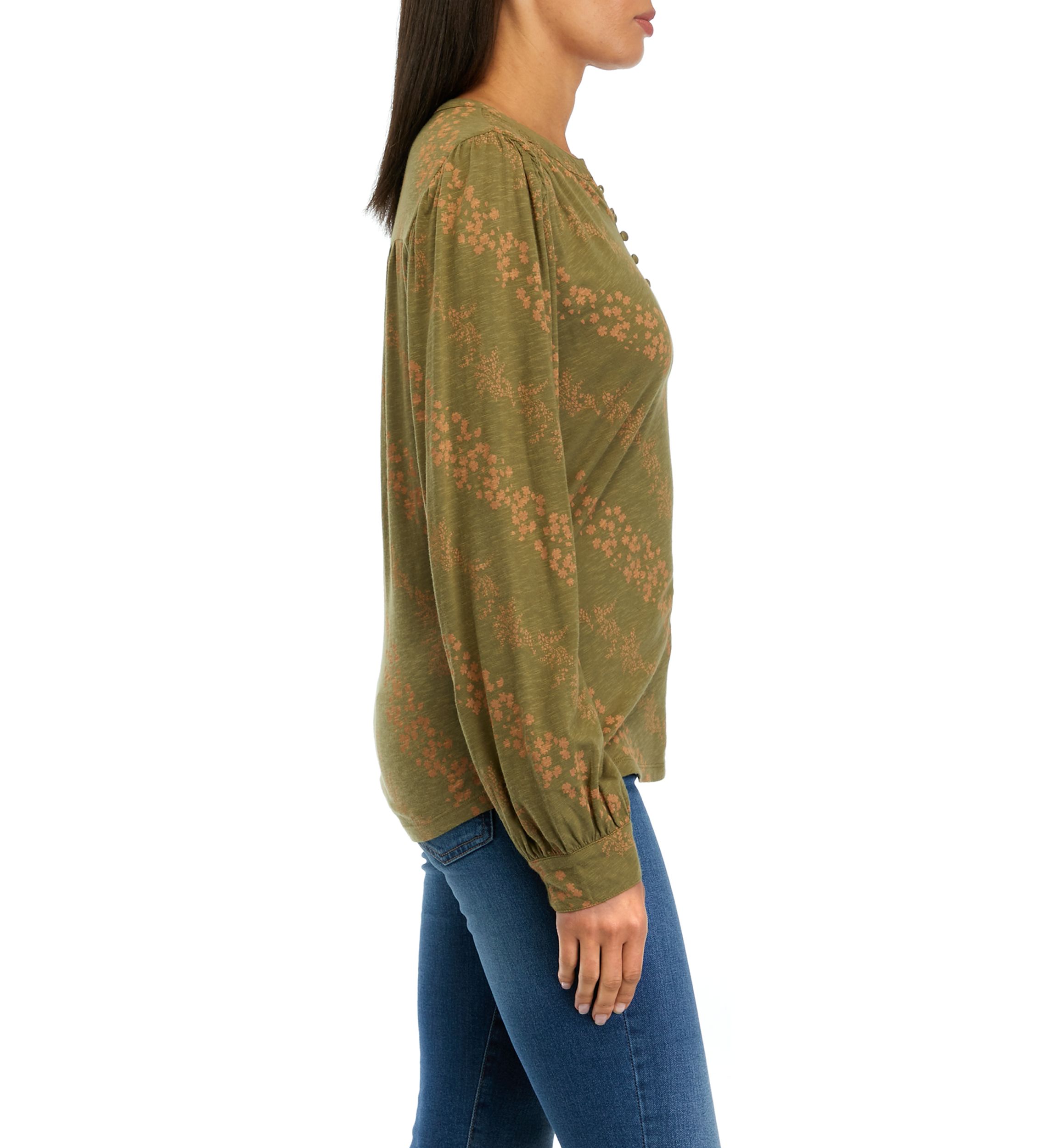 Womens Smocked Printed Top