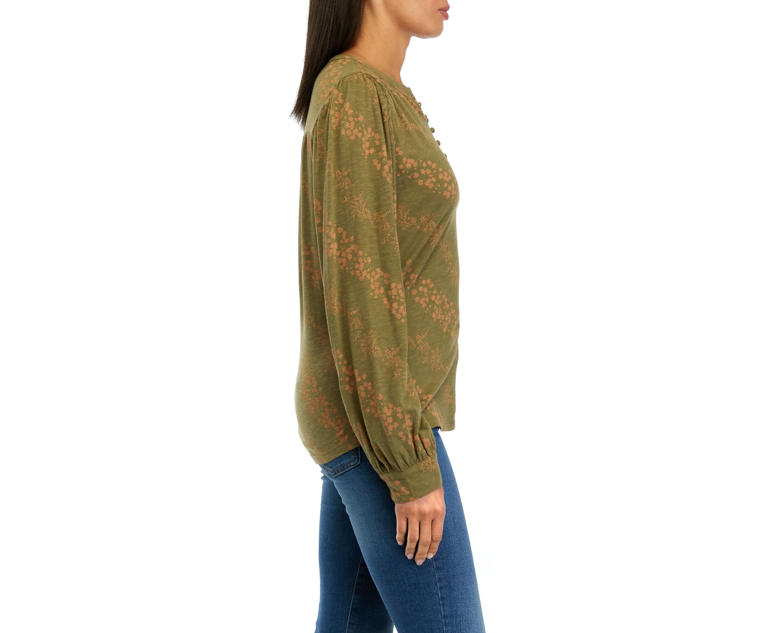 Womens Smocked Printed Top