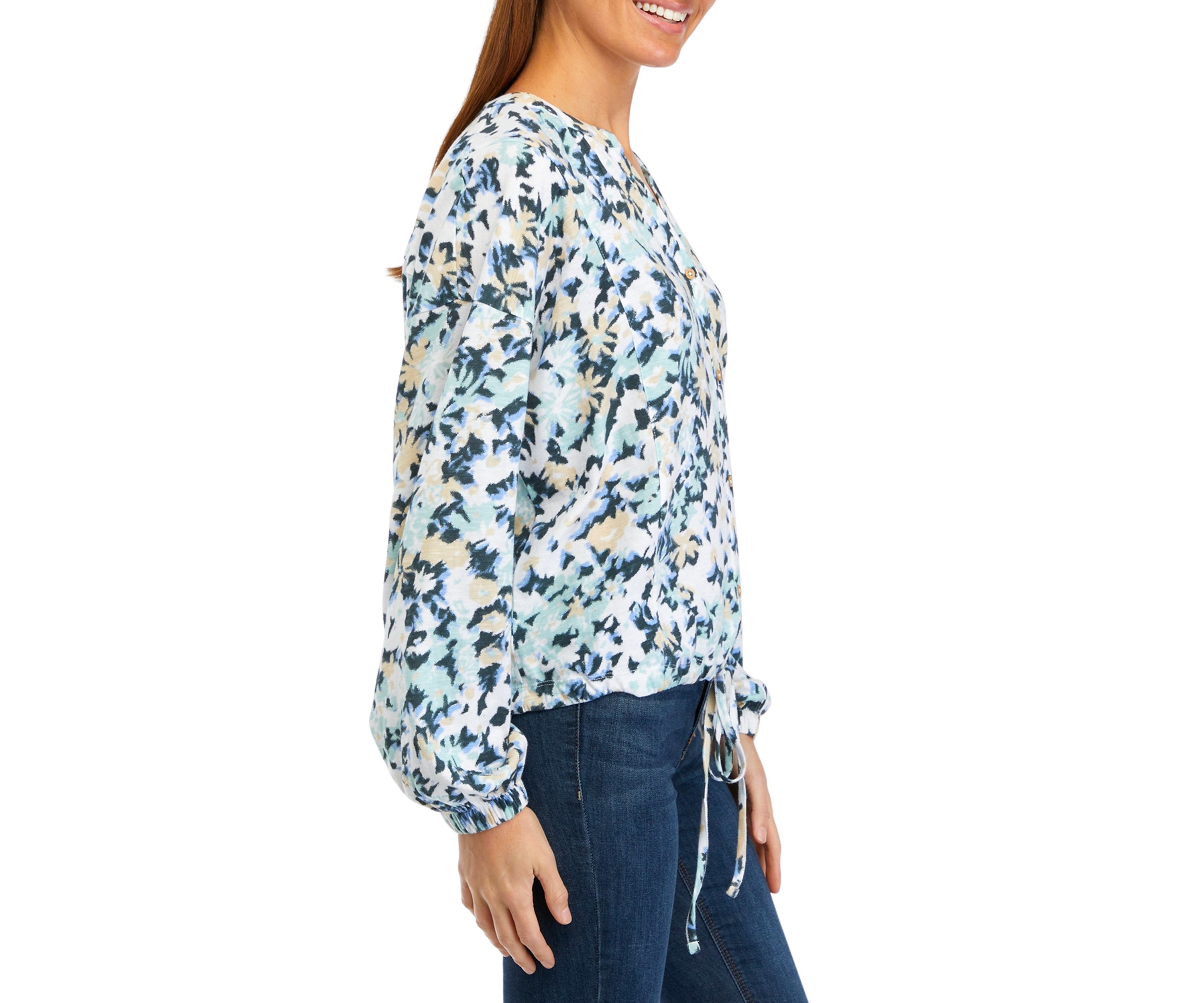 Womens Long Sleeve Tie Hem Top