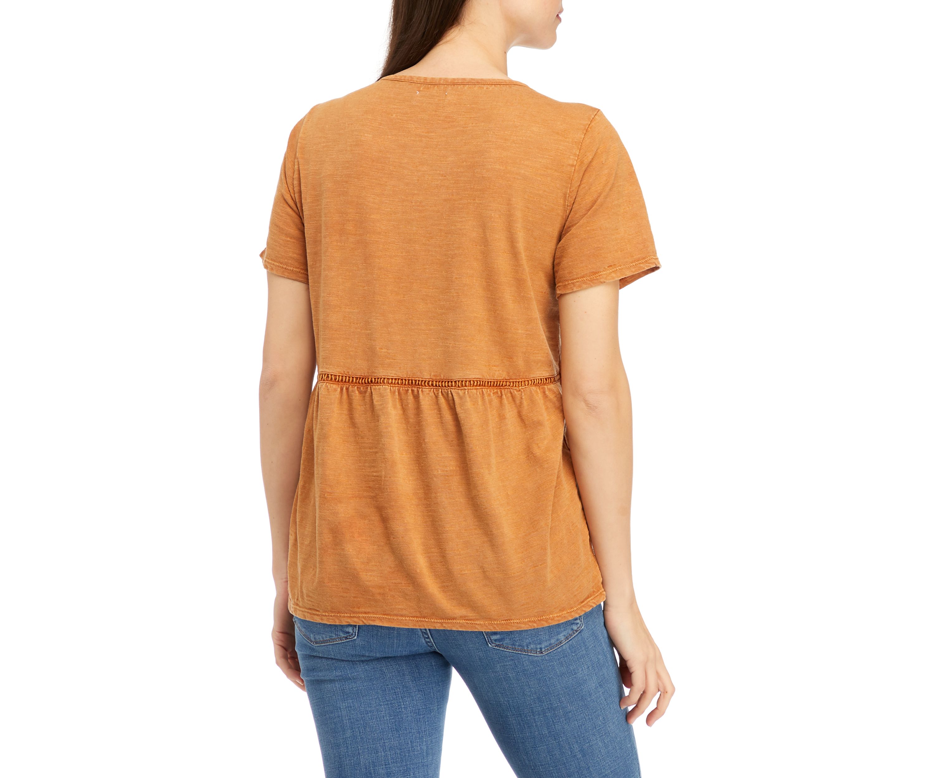 Womens Split Neck Solid Tunic Top