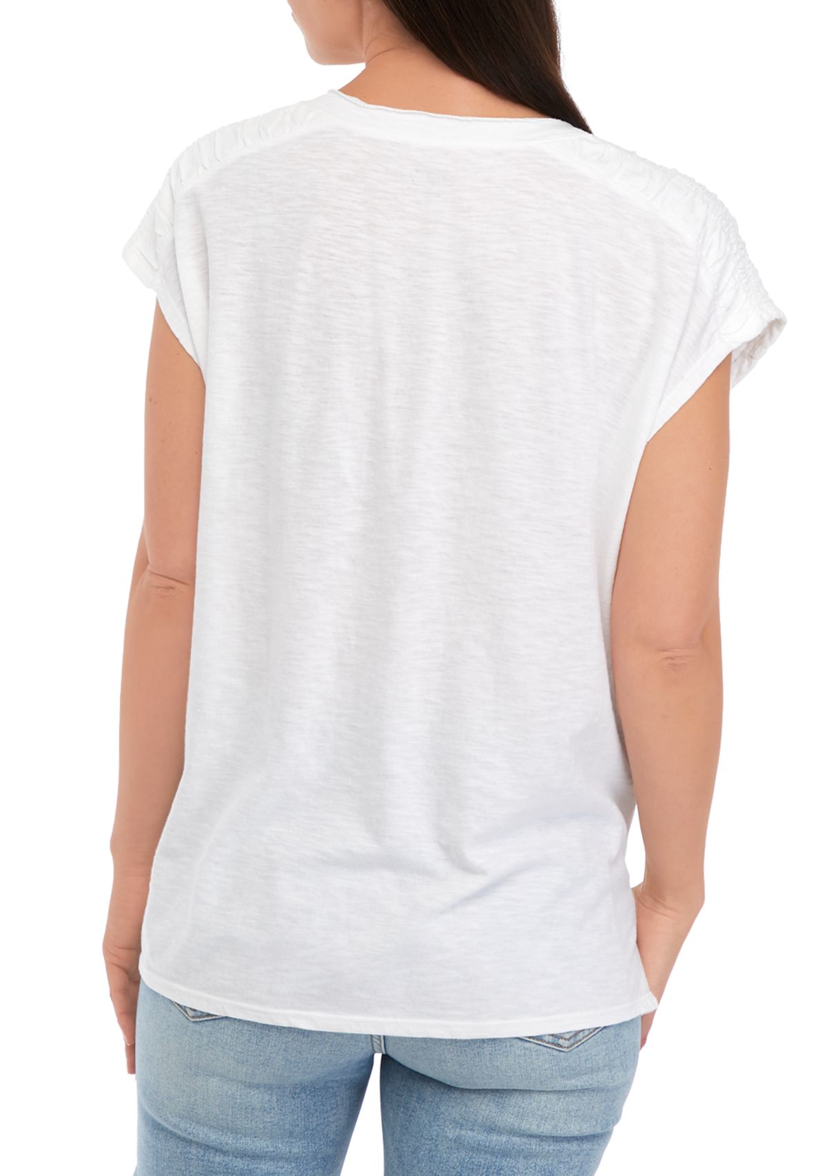 Womens Smocked Shoulder T-Shirt