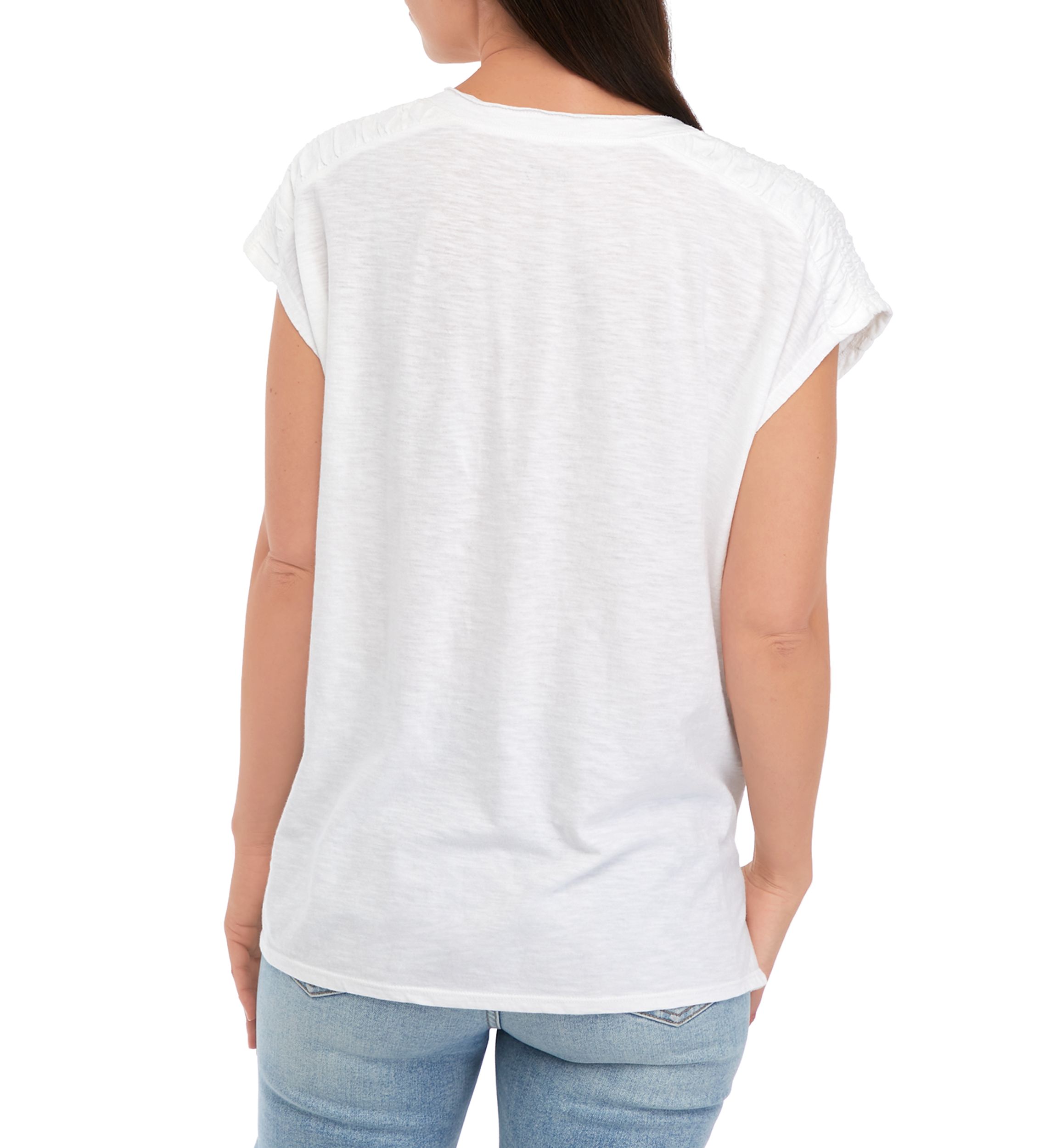 Womens Smocked Shoulder T-Shirt