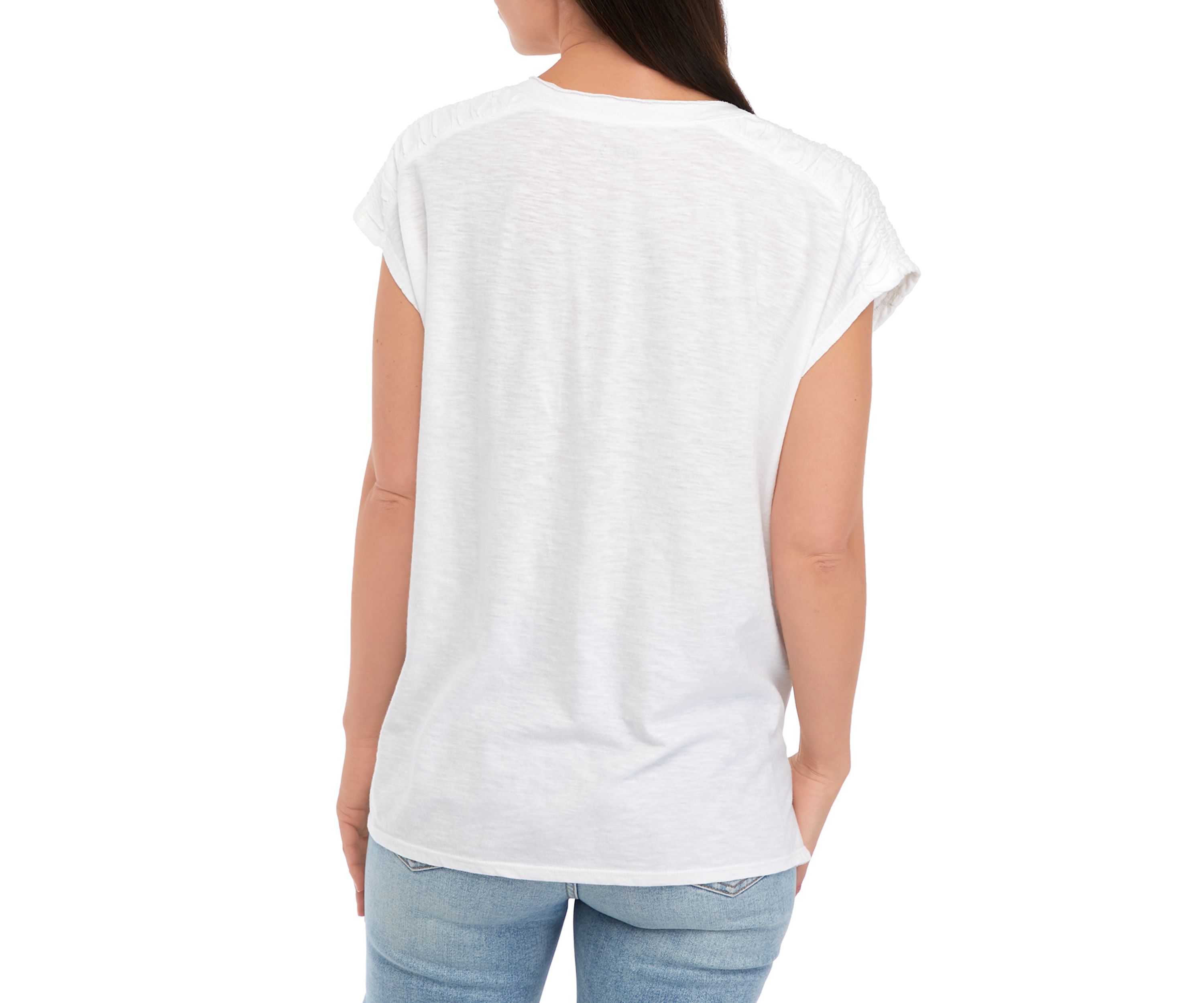 Womens Smocked Shoulder T-Shirt