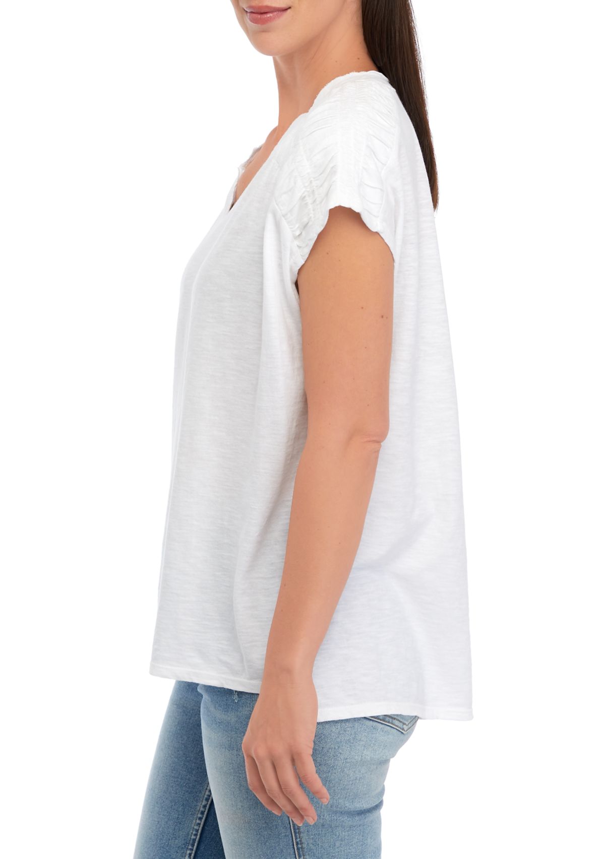 Womens Smocked Shoulder T-Shirt