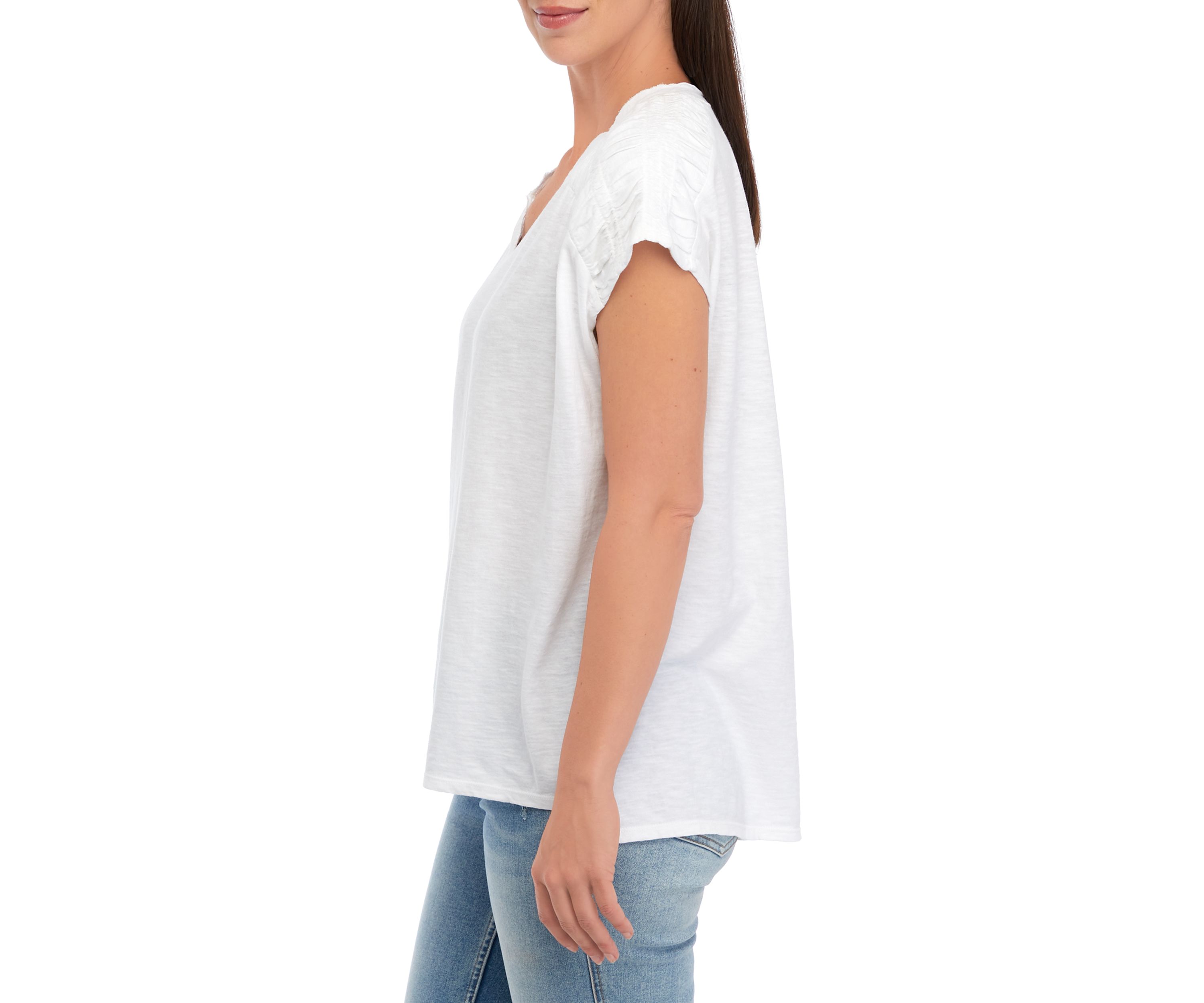 Womens Smocked Shoulder T-Shirt