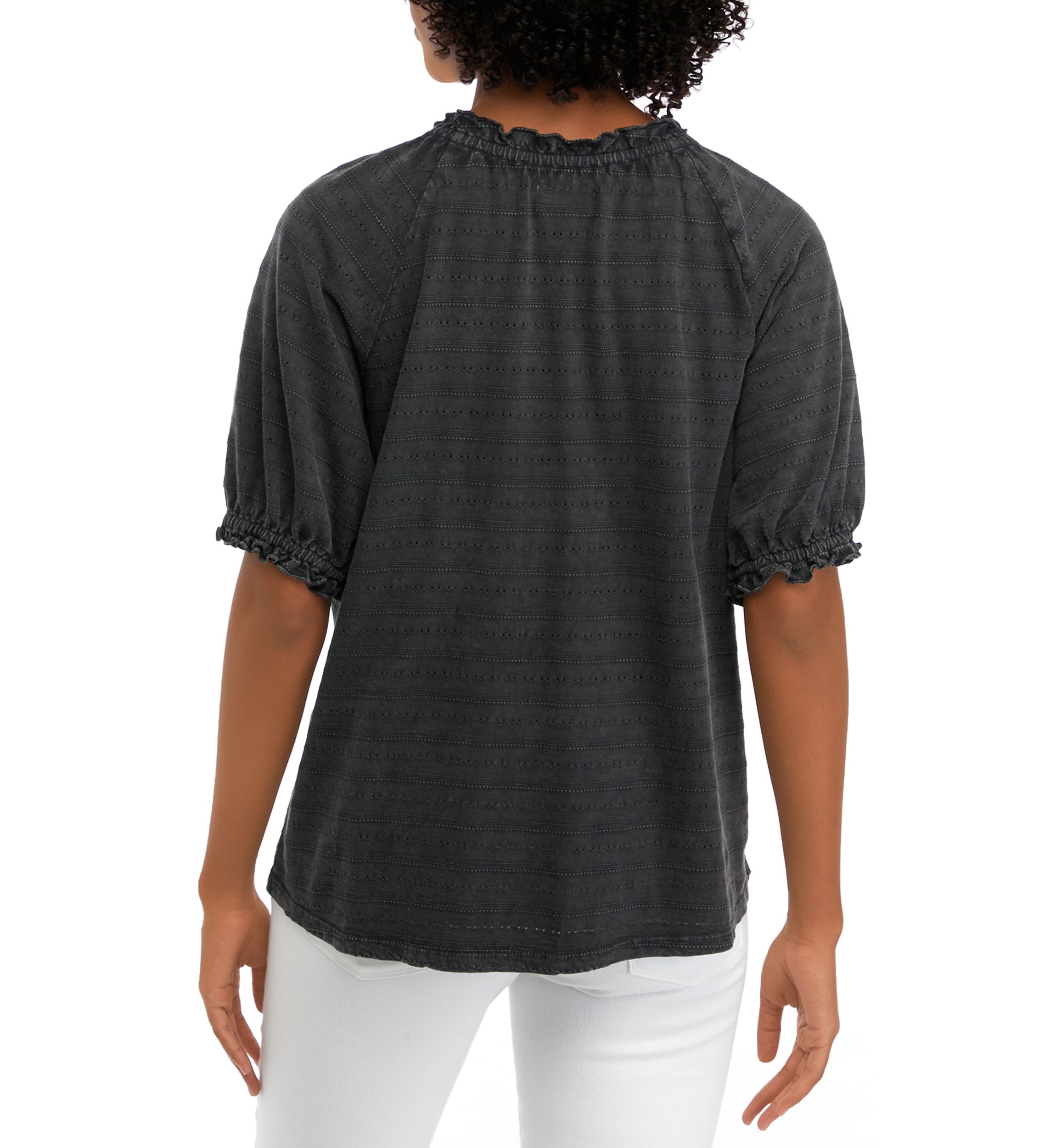 Womens Textured Peasant Top