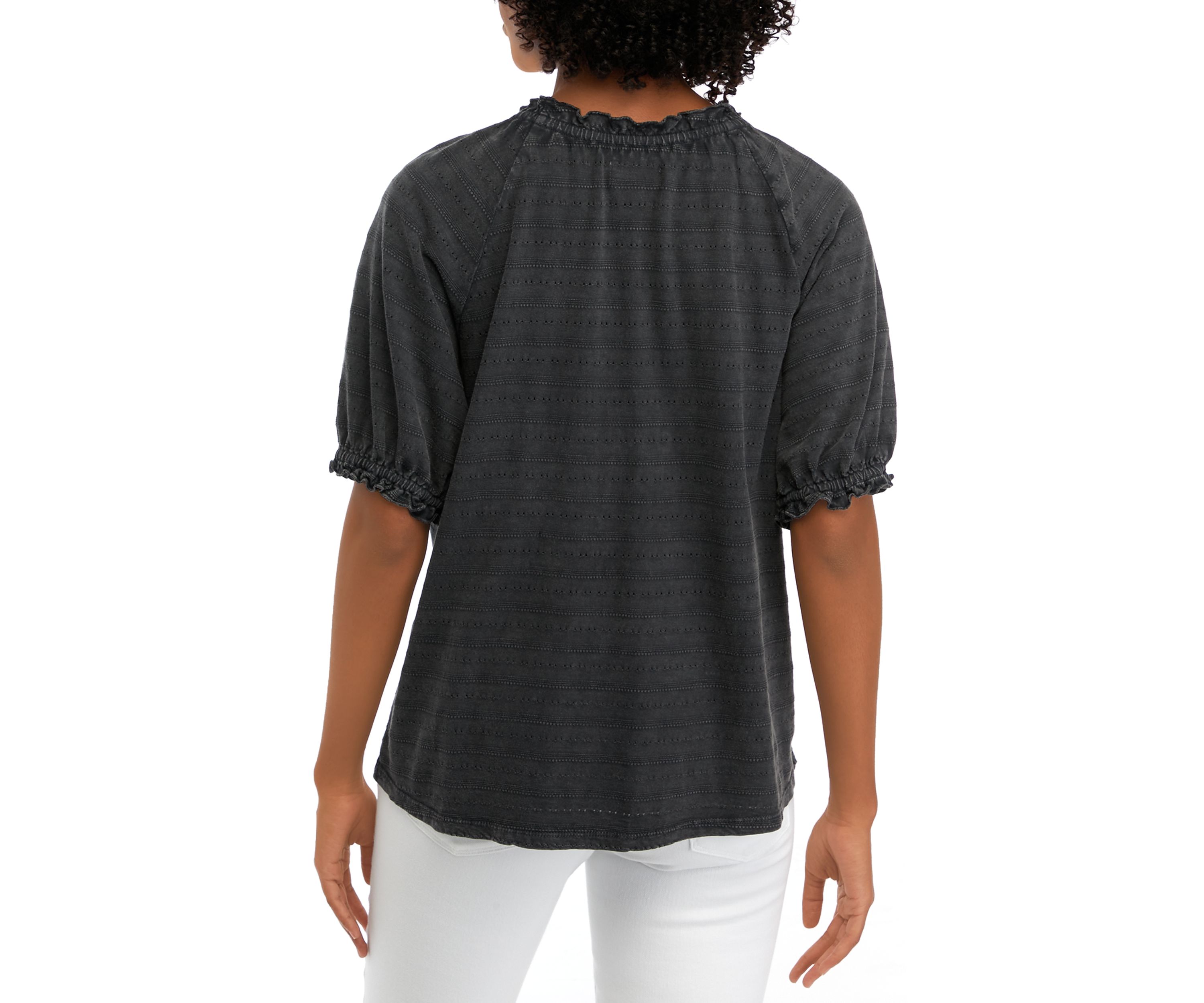 Womens Textured Peasant Top