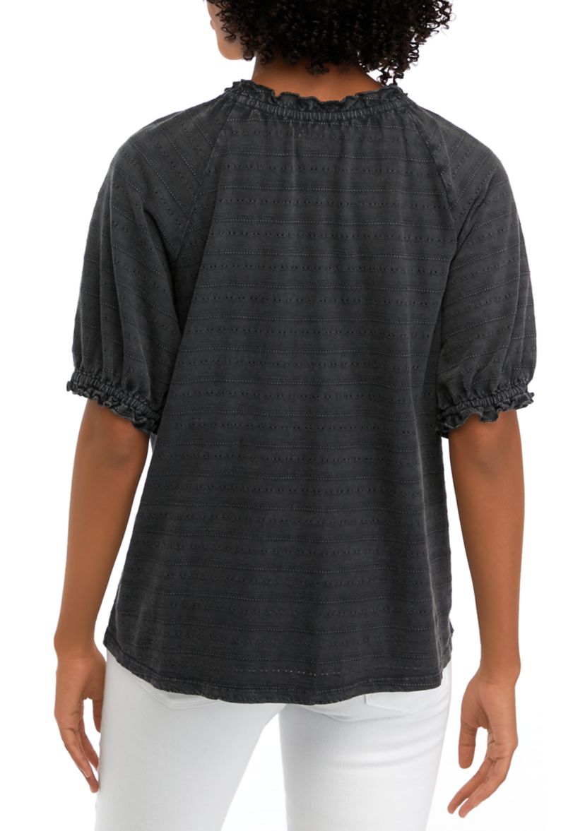Womens Textured Peasant Top