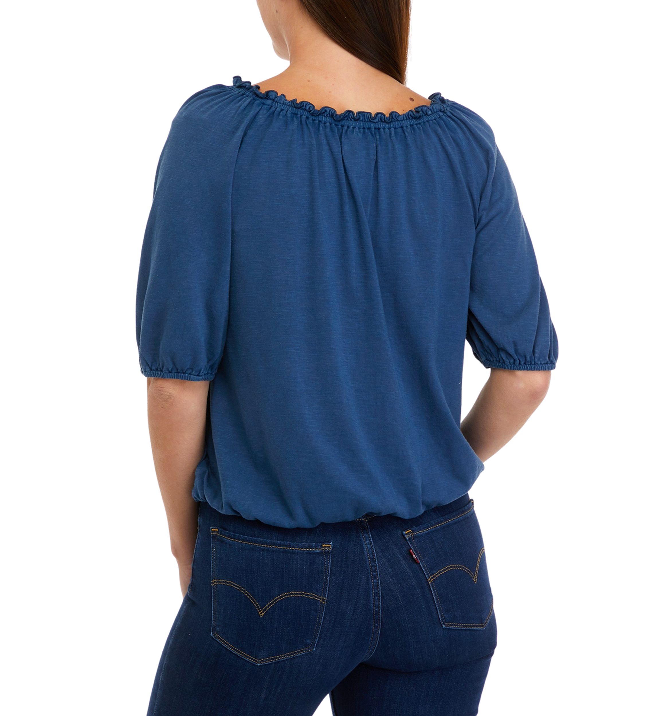 Womens Elastic Neck Solid Top