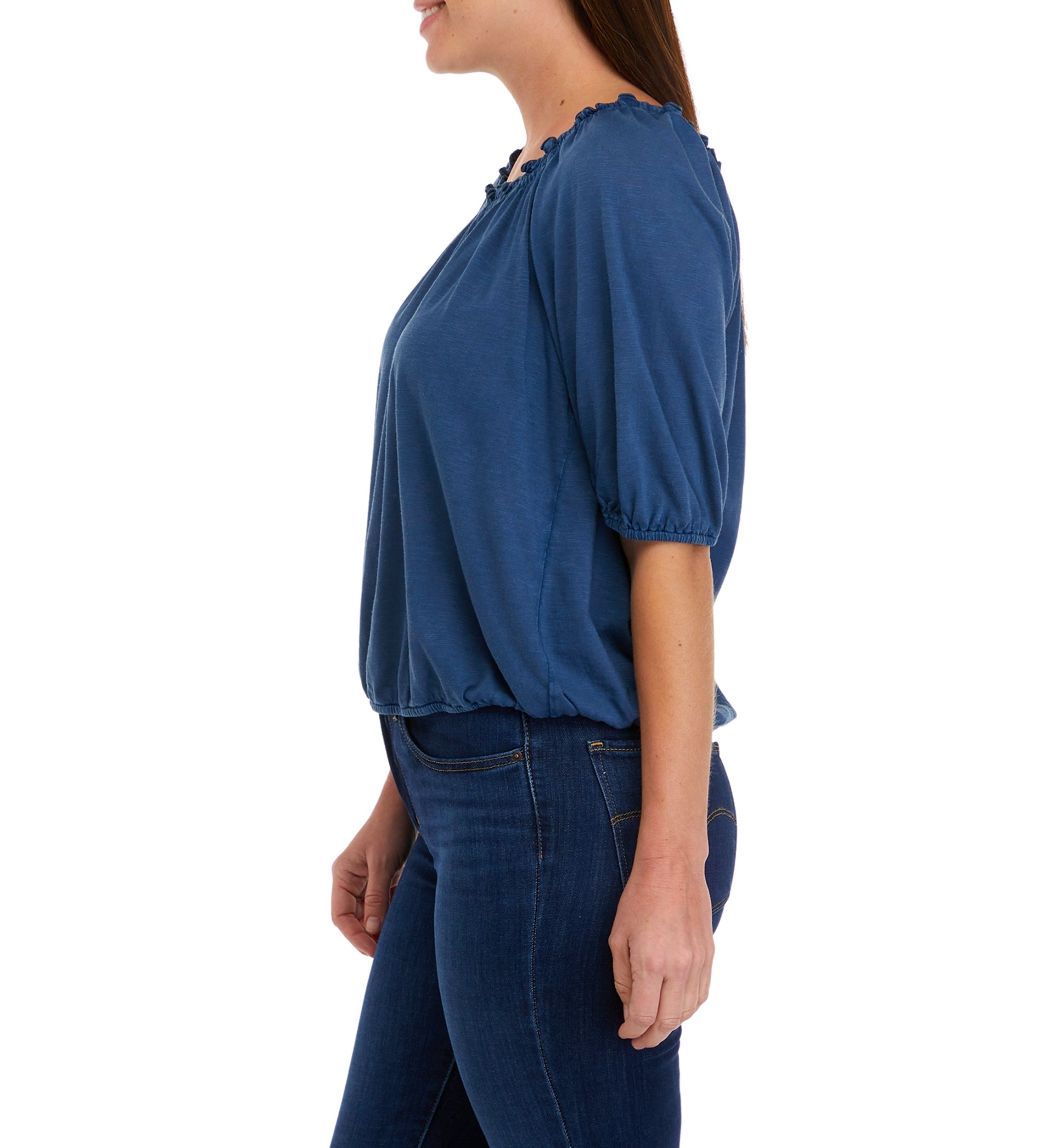 Womens Elastic Neck Solid Top