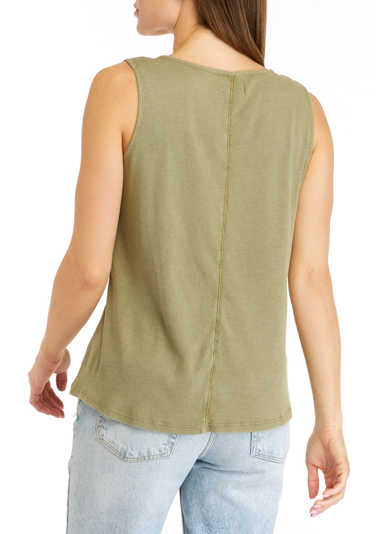 Womens Henley Solid Tank Top