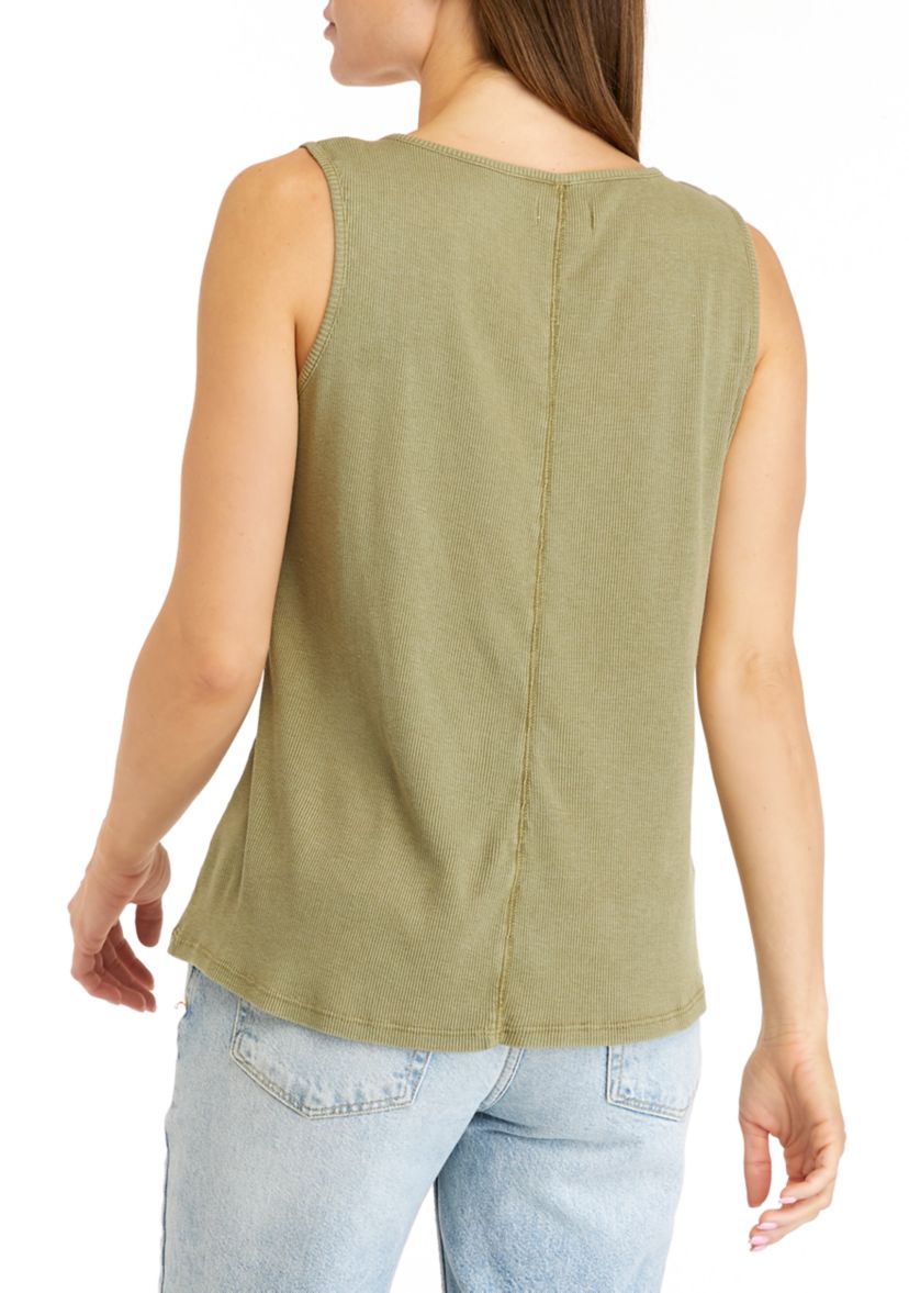 Womens Henley Solid Tank Top
