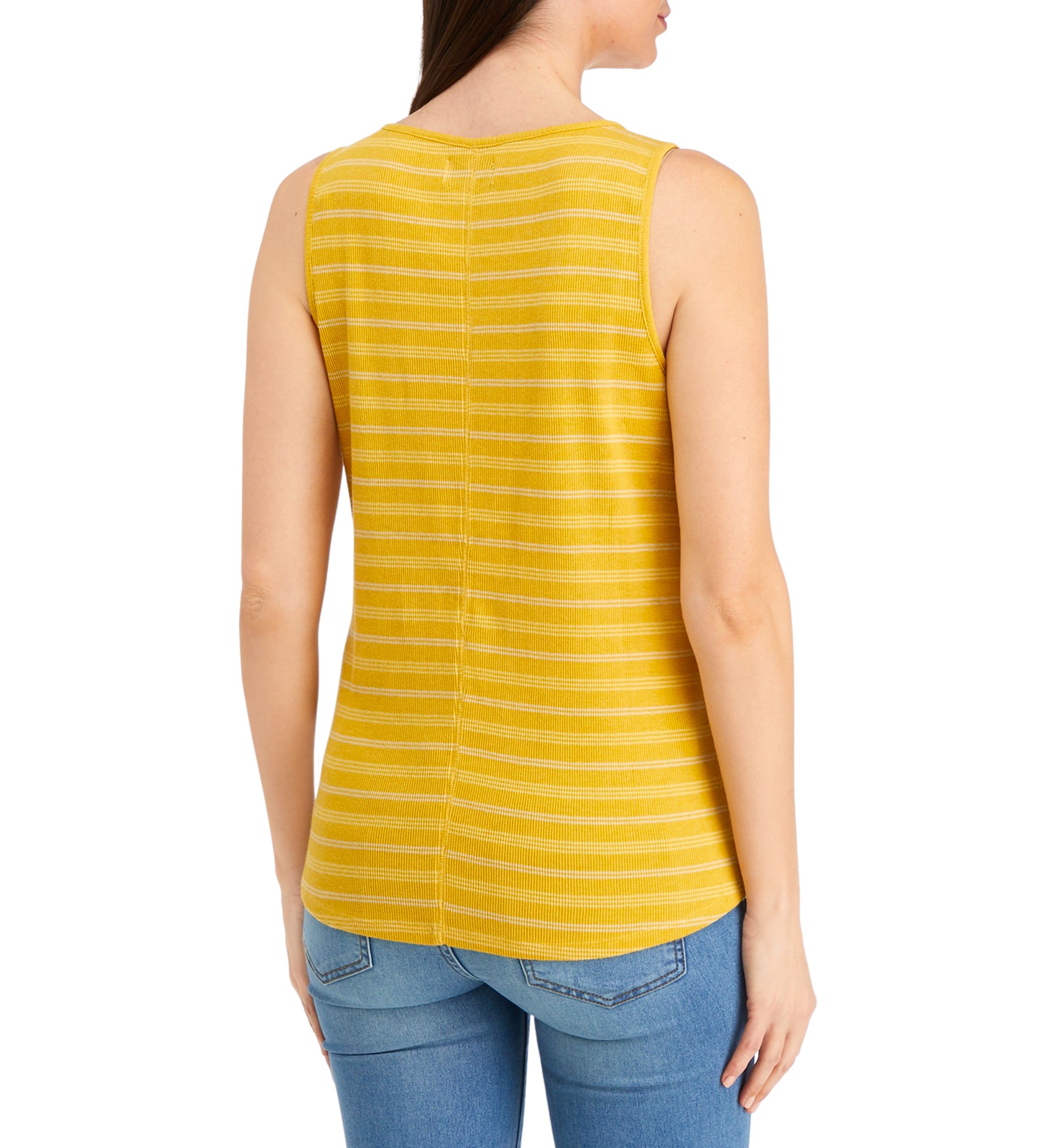 Womens Sleeveless Striped Henley Tank Top