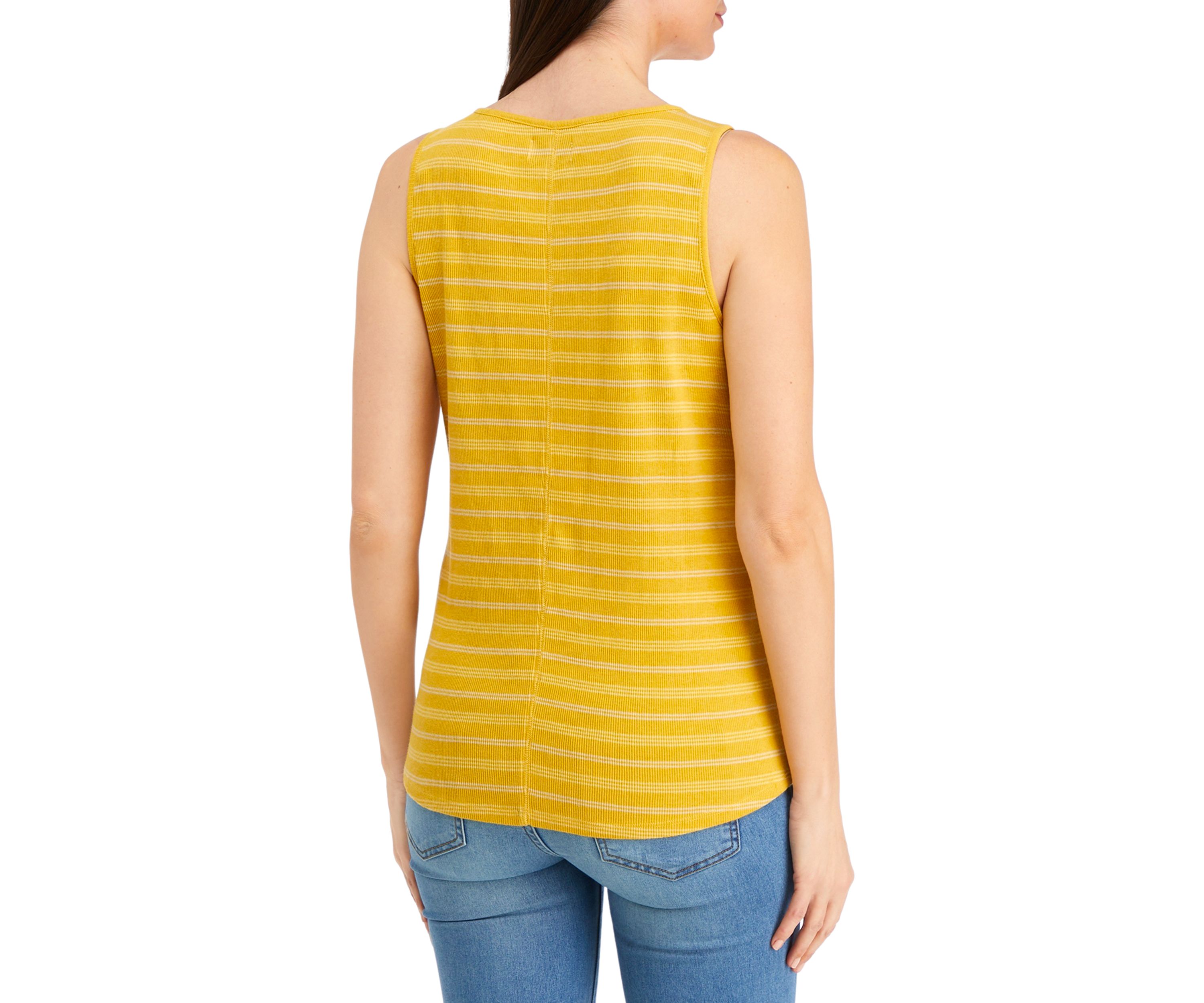 Womens Sleeveless Striped Henley Tank Top